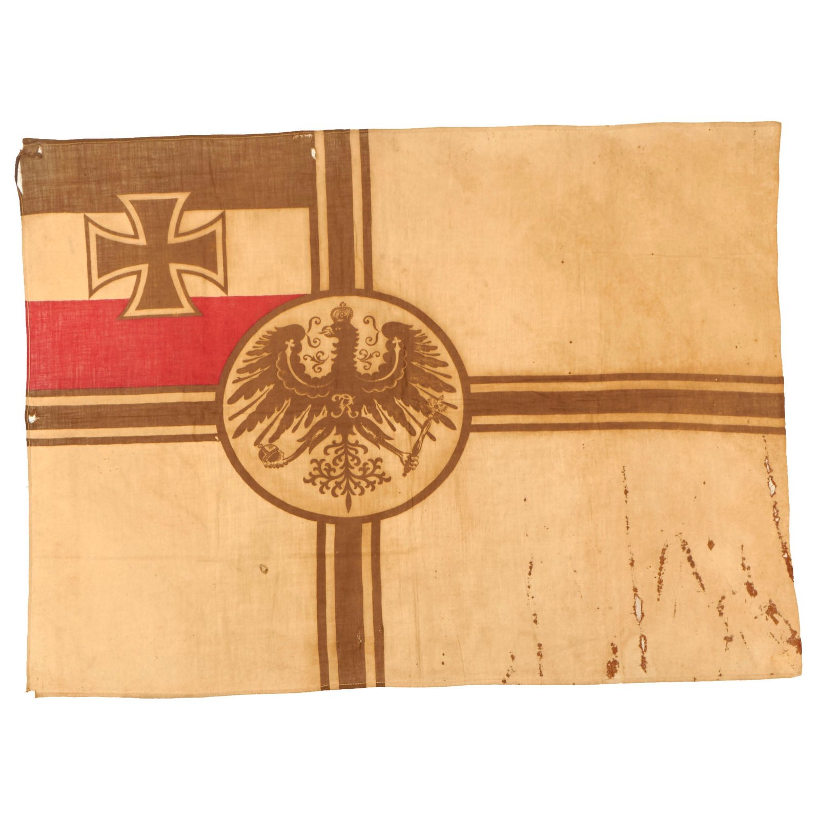 Buy Original WWI Imperial German Small Reichskriegsflagge War Ensign Flag - 19½ x 27” | Original Firearms Antique For Sale