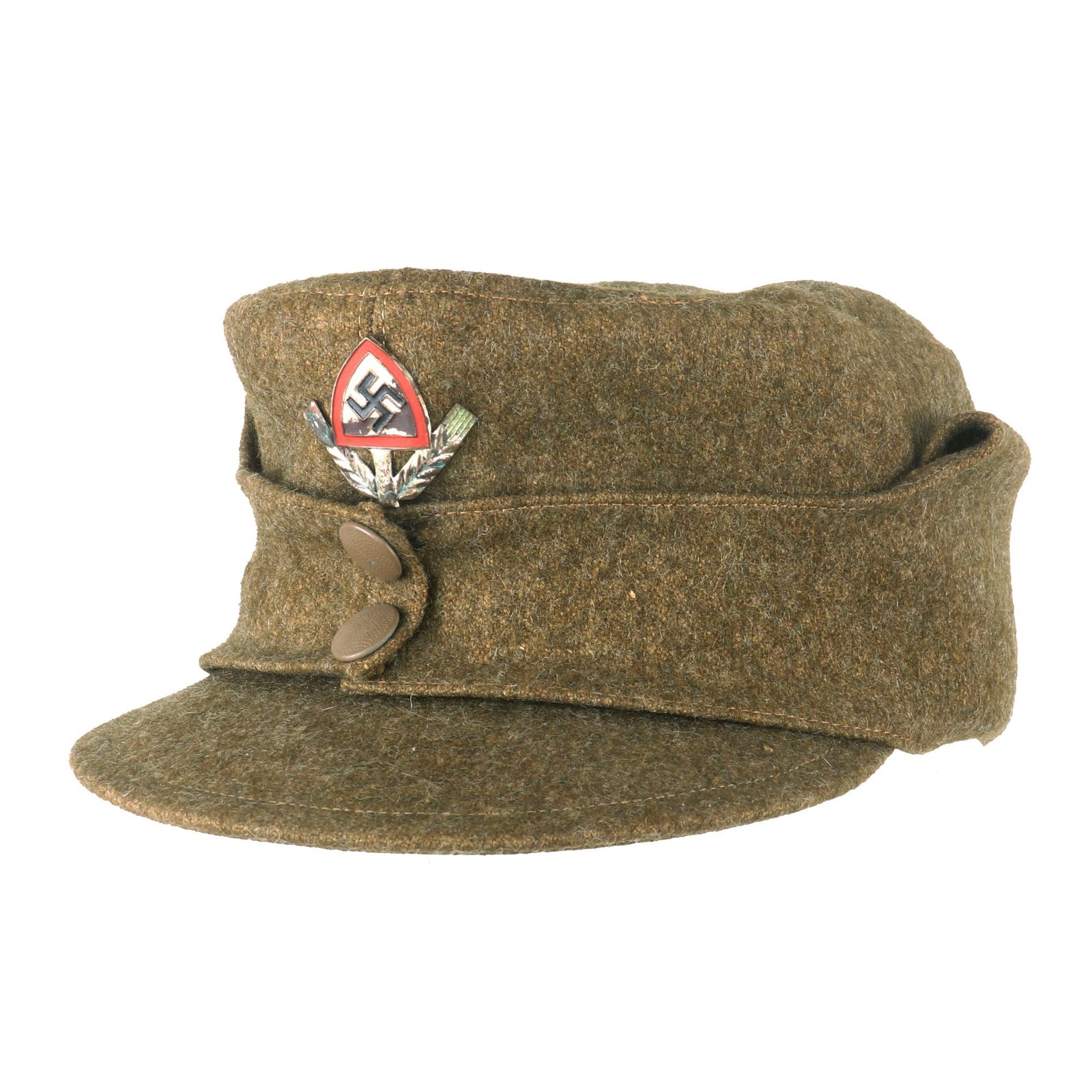 Buy Original German WWII RAD Labor Service EM/NCO M43 Brown Wool Field Cap - Einheitsmütze | Original Firearms Antique For Sale