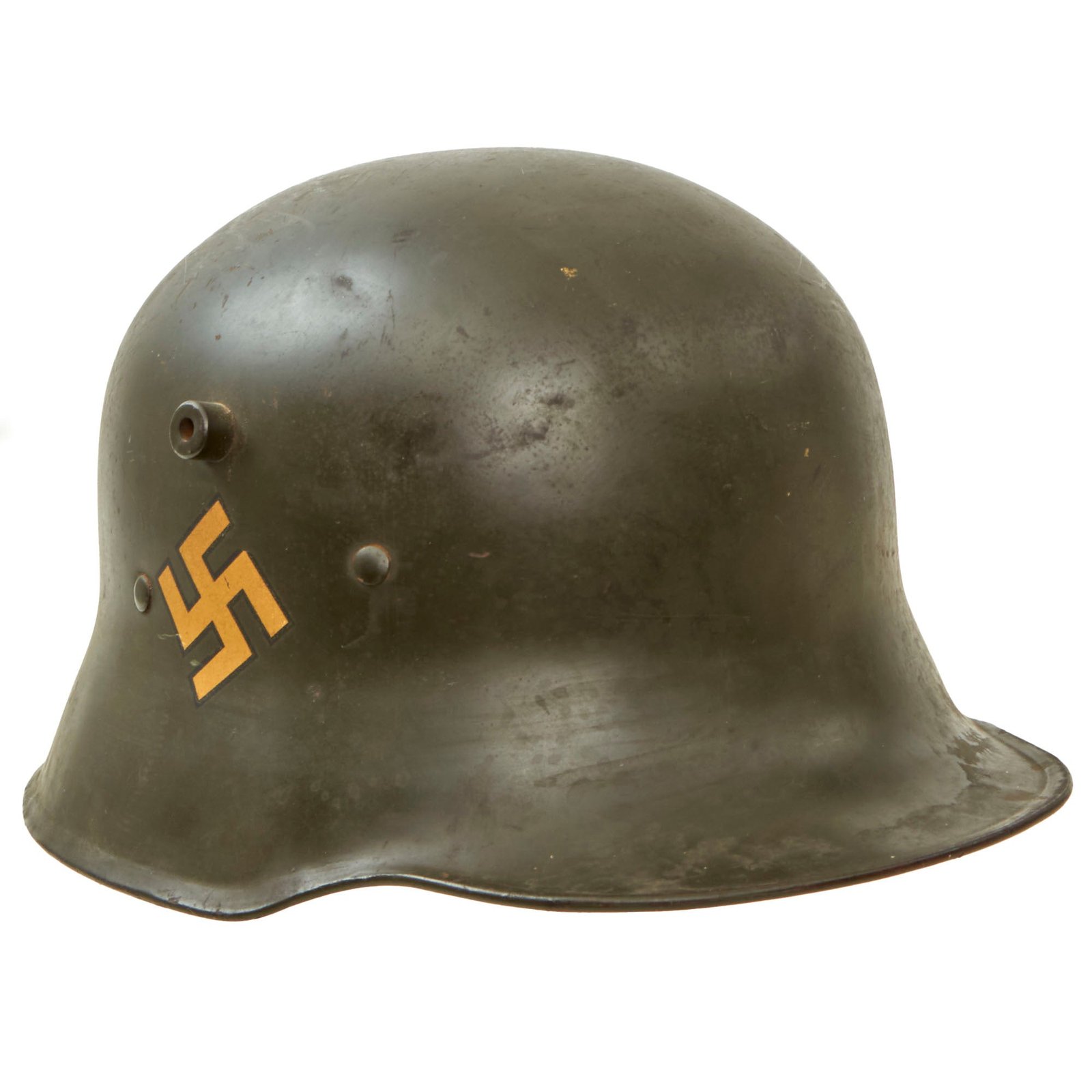 Buy Original German Pre-WWII Early Single Decal Commercially Manufactured M1916 Police Helmet with Full Liner & Chinstrap | Original Firearms Antique For Sale