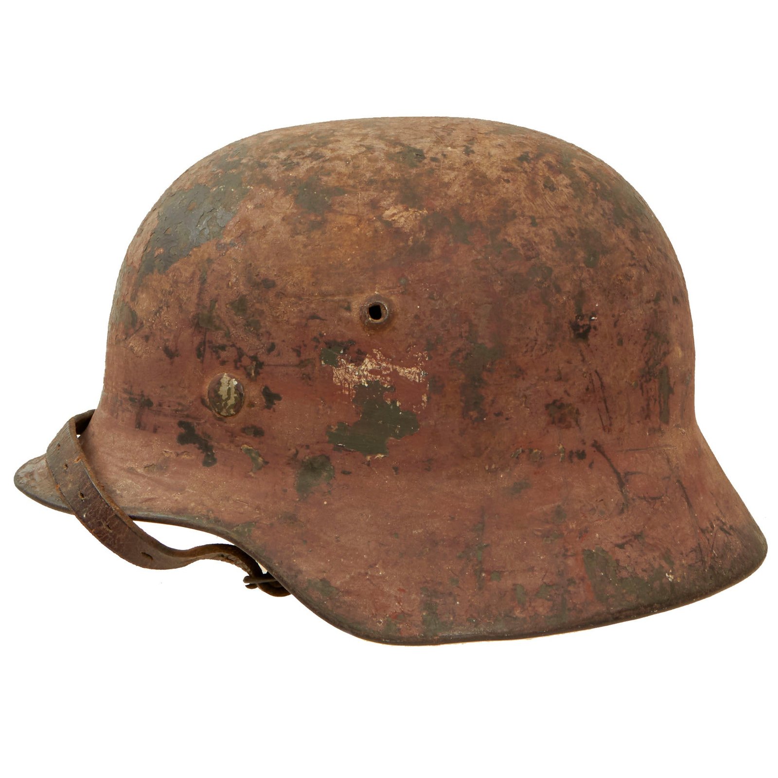 Buy Original German WWII Heer Army DAK Afrikakorps "Pink" Camouflage Single Decal M35 Helmet with 1938 Dated 53cm Liner & Chinstrap - Stamped EF60 | Original Firearms Antique For Sale