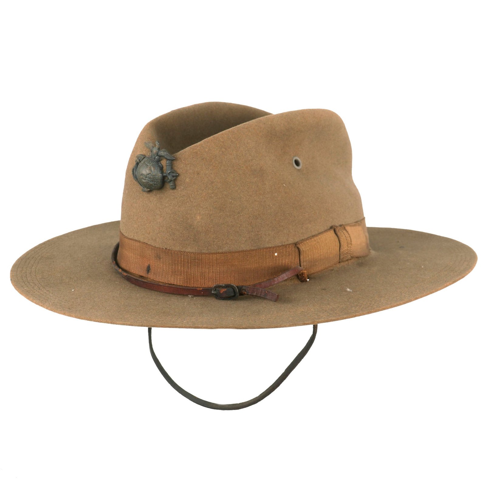 Buy Original U.S. WWI Marine Corps M-1912 Campaign Hat with Early EGA Device & Chinstrap - Size 6⅞ | Original Firearms Antique For Sale
