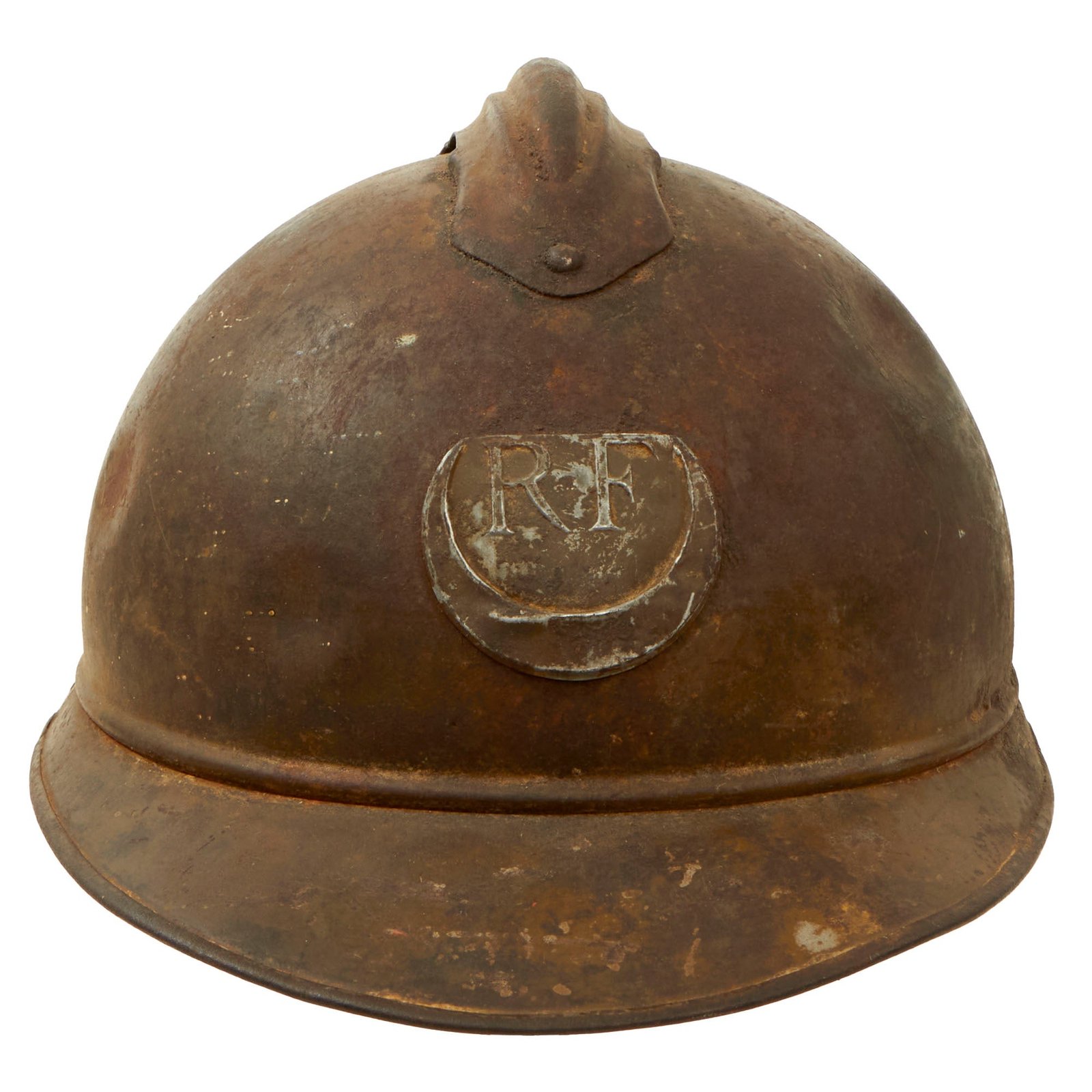 Buy Original Rare French WWI Model 1915 Adrian Helmet Shell with Zouave & Tirailleurs RF Badge and Relic Liner | Original Firearms Antique For Sale