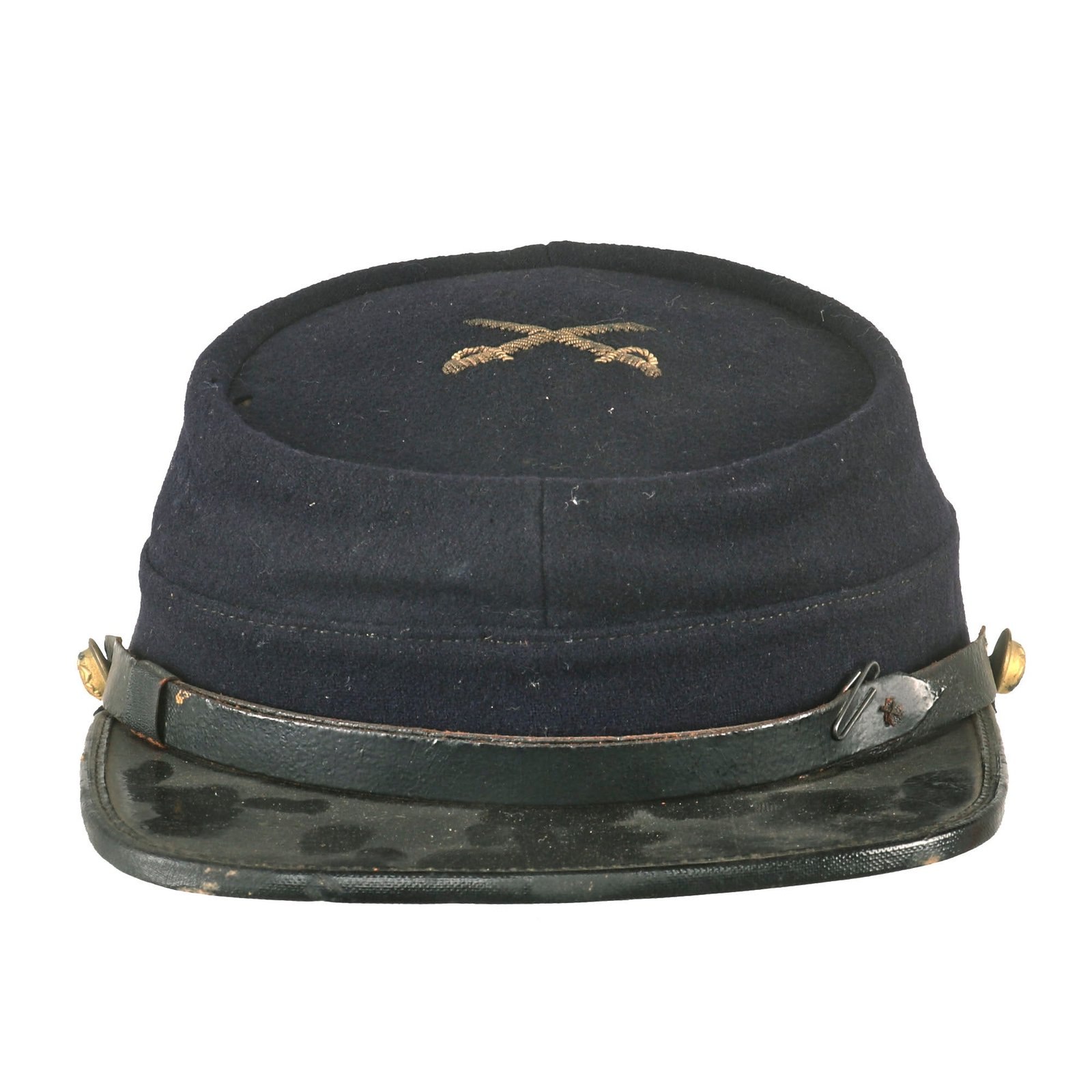 Buy Original U.S. Civil War Veteran Indian Wars Era Direct Embroider Cavalry Model 1872 Federal Issue Chasseur Style Pattern Kepi with GAR Buttons by Louis E. Stilz & Bro. - Size 7¼ | Original Firearms Antique For Sale