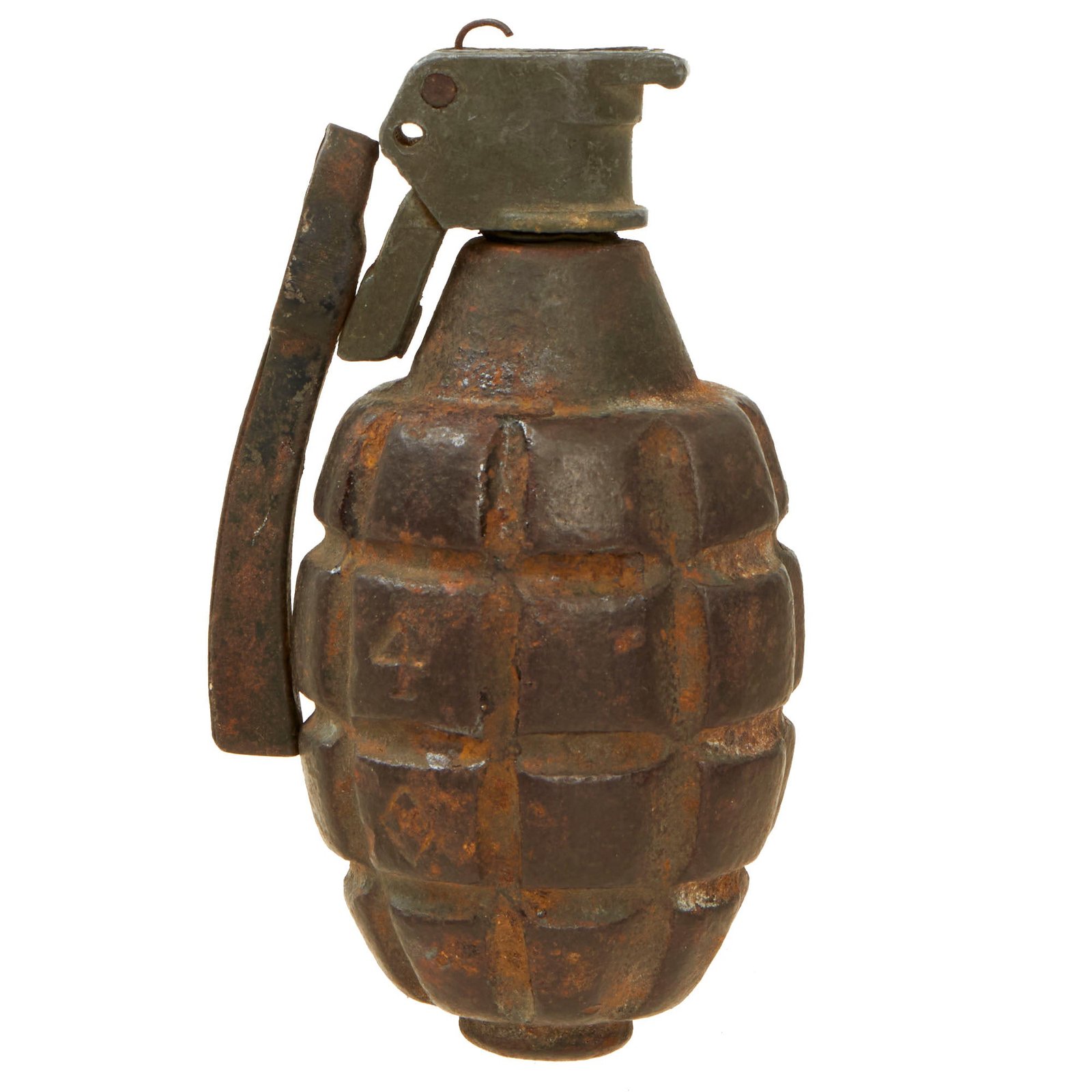 Buy Original U.S. WWI Extremely Rare Inert Mk. I Defensive Grenade with Original Fuse and Lever | Original Firearms Antique For Sale
