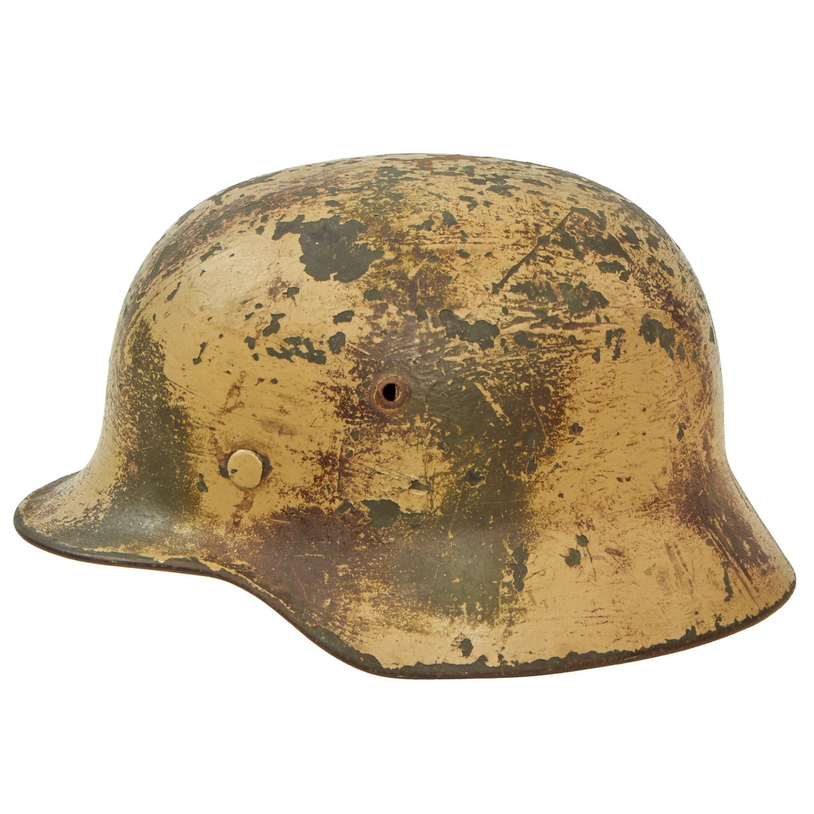 Buy Original German WWII Heer Single Decal Overpaint Afrikakorps Tropical Camouflage M35 Helmet with 57cm Liner - Stamped EF64 | Original Firearms Antique For Sale
