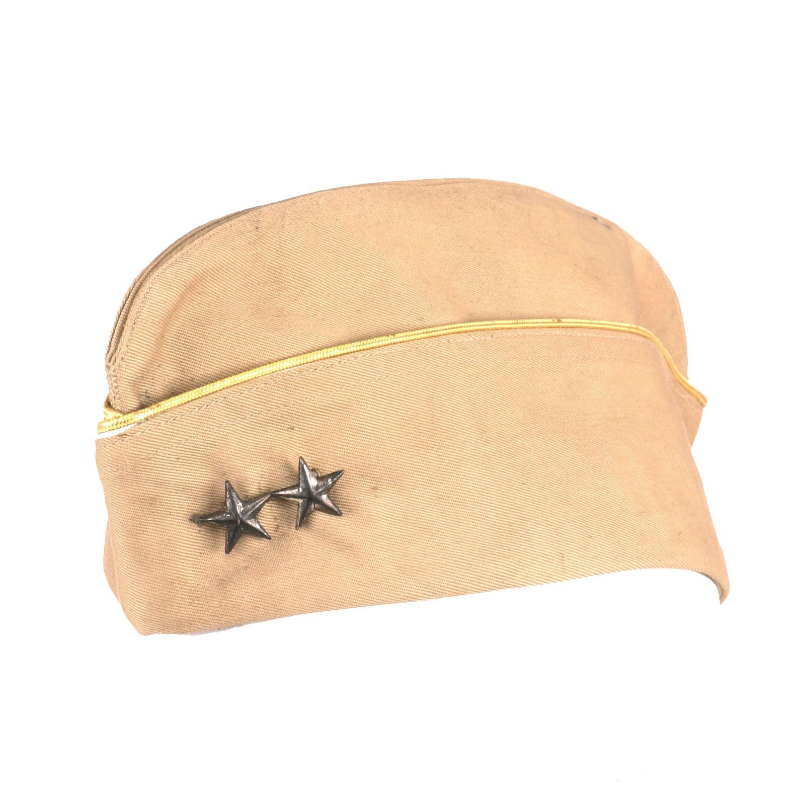 Buy Original U.S. WWII Major General’s Tan Overseas Cap with Pinback Sterling Insignia - Size 6⅞ | Original Firearms Antique For Sale