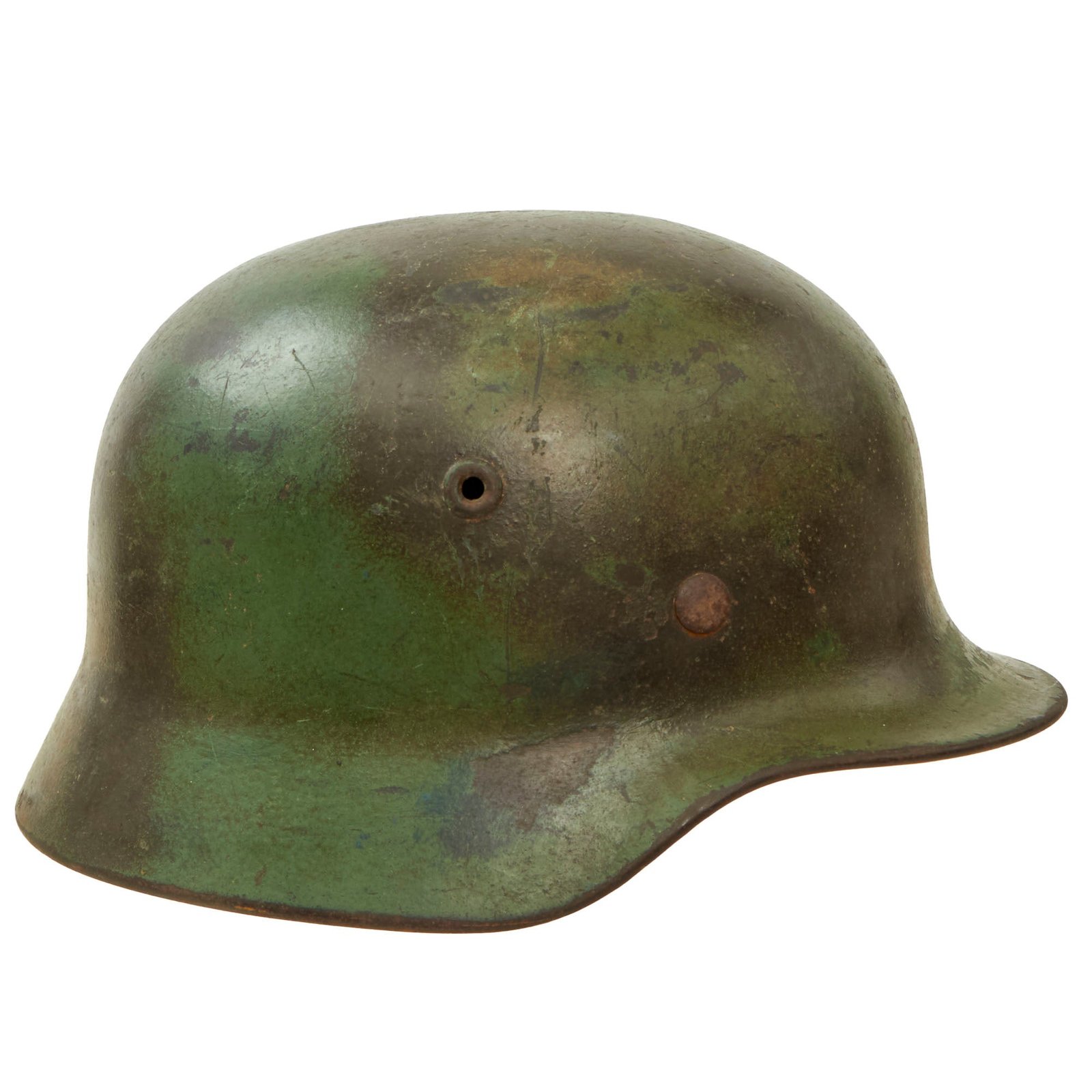 Buy Original German WWII Luftwaffe M40 Single Decal Overpaint Camouflage Steel Helmet with Liner - marked Q64 | Original Firearms Antique For Sale