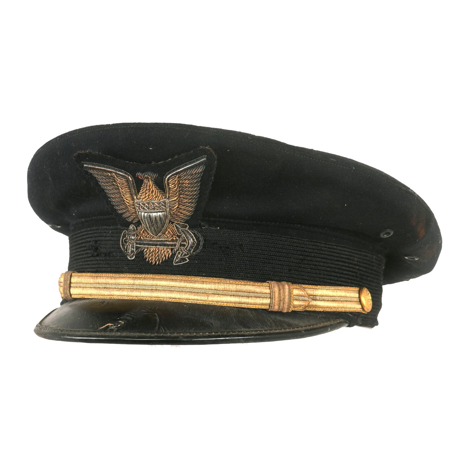Buy Original U.S. WWII Named Coast Guard Officer Visor Hat - 7⅛ | Original Firearms Antique For Sale