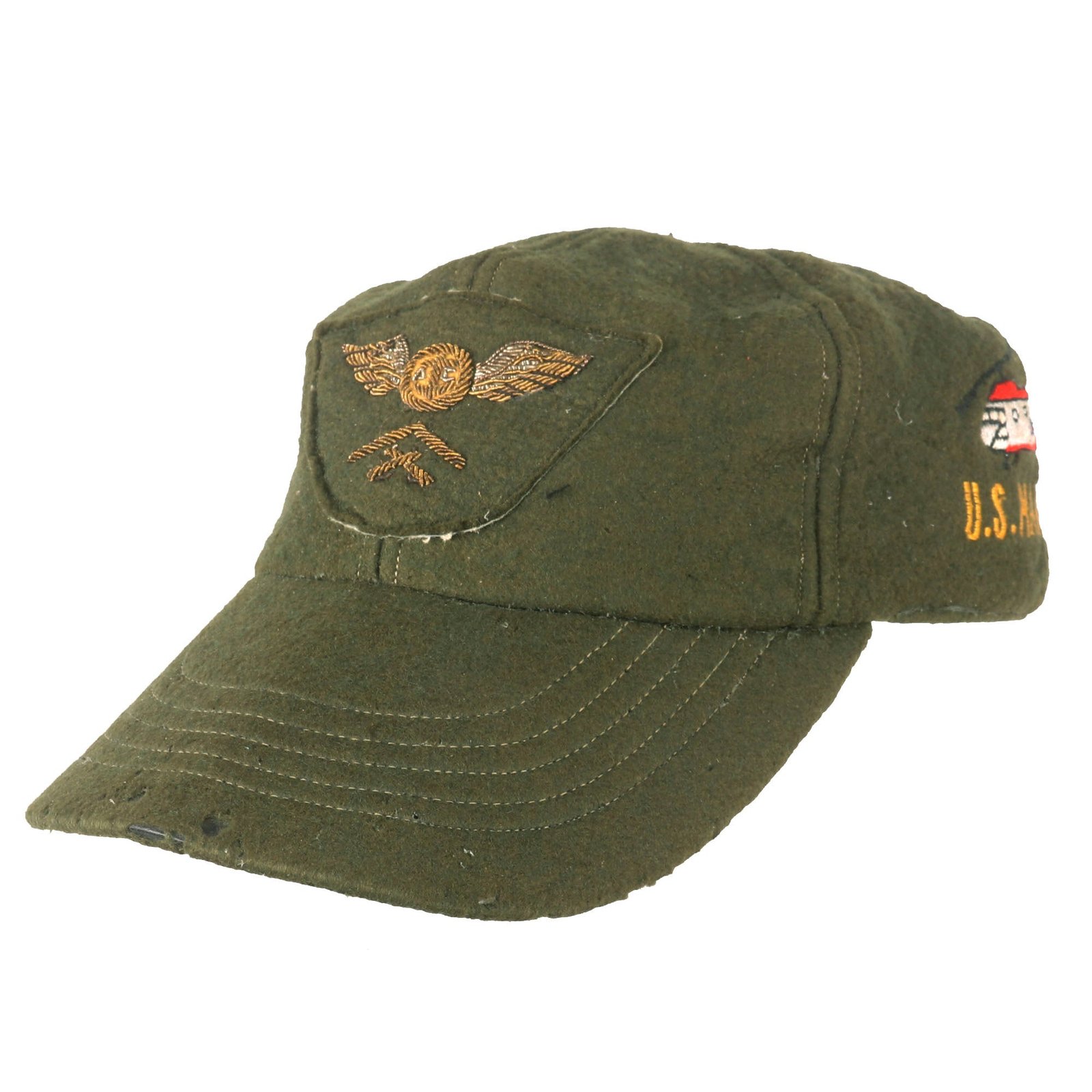 Buy Original U.S. Korean War Era USMC Aviation Theater Made Baseball Cap with Direct-Embroider Bullion Insignia - Marine Corps Air Station Iwakuni | Original Firearms Antique For Sale