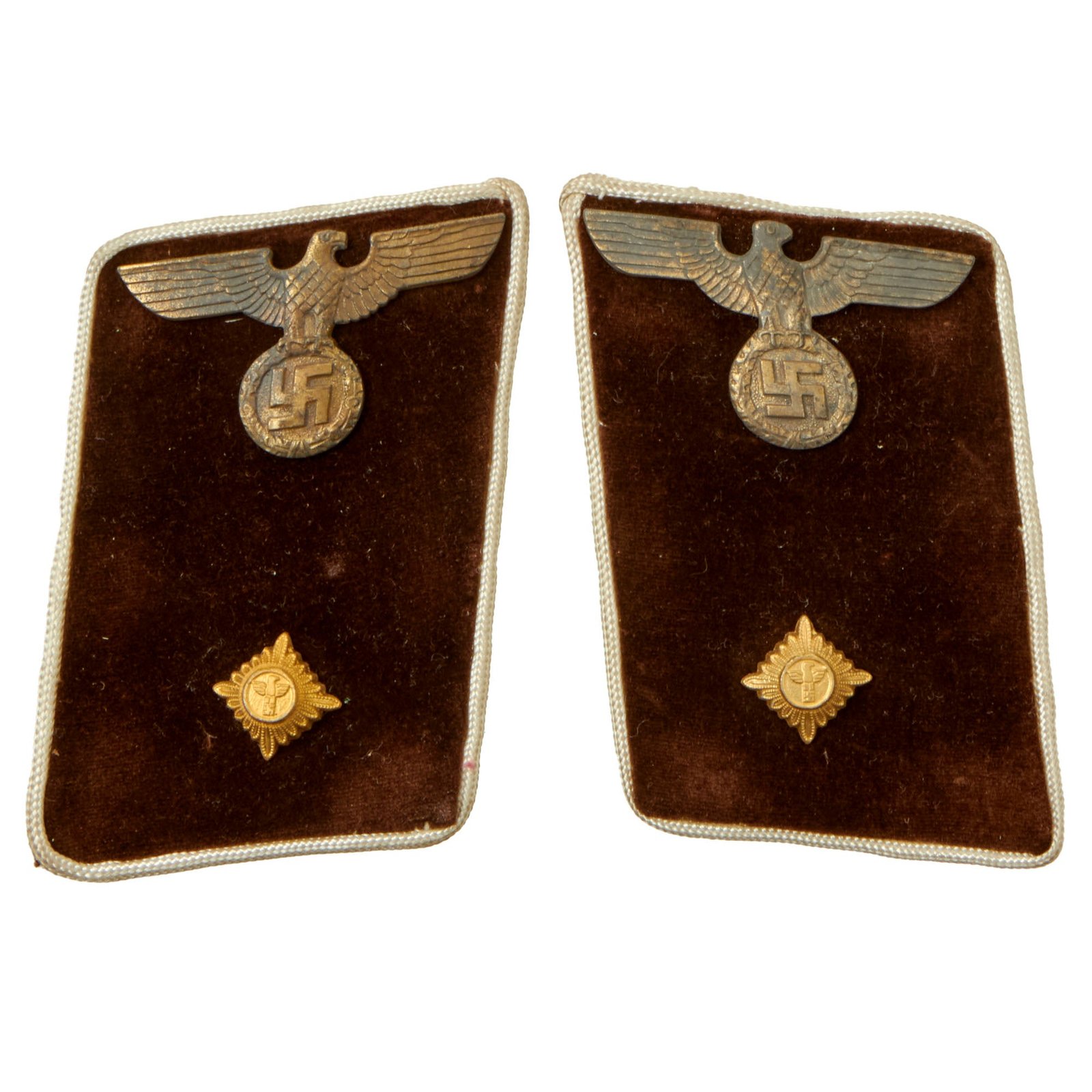 Buy Original German WWII NSDAP District Work Leader Matched Pair of Collar Tabs with RZM Tag - Arbeitsleiter | Original Firearms Antique For Sale