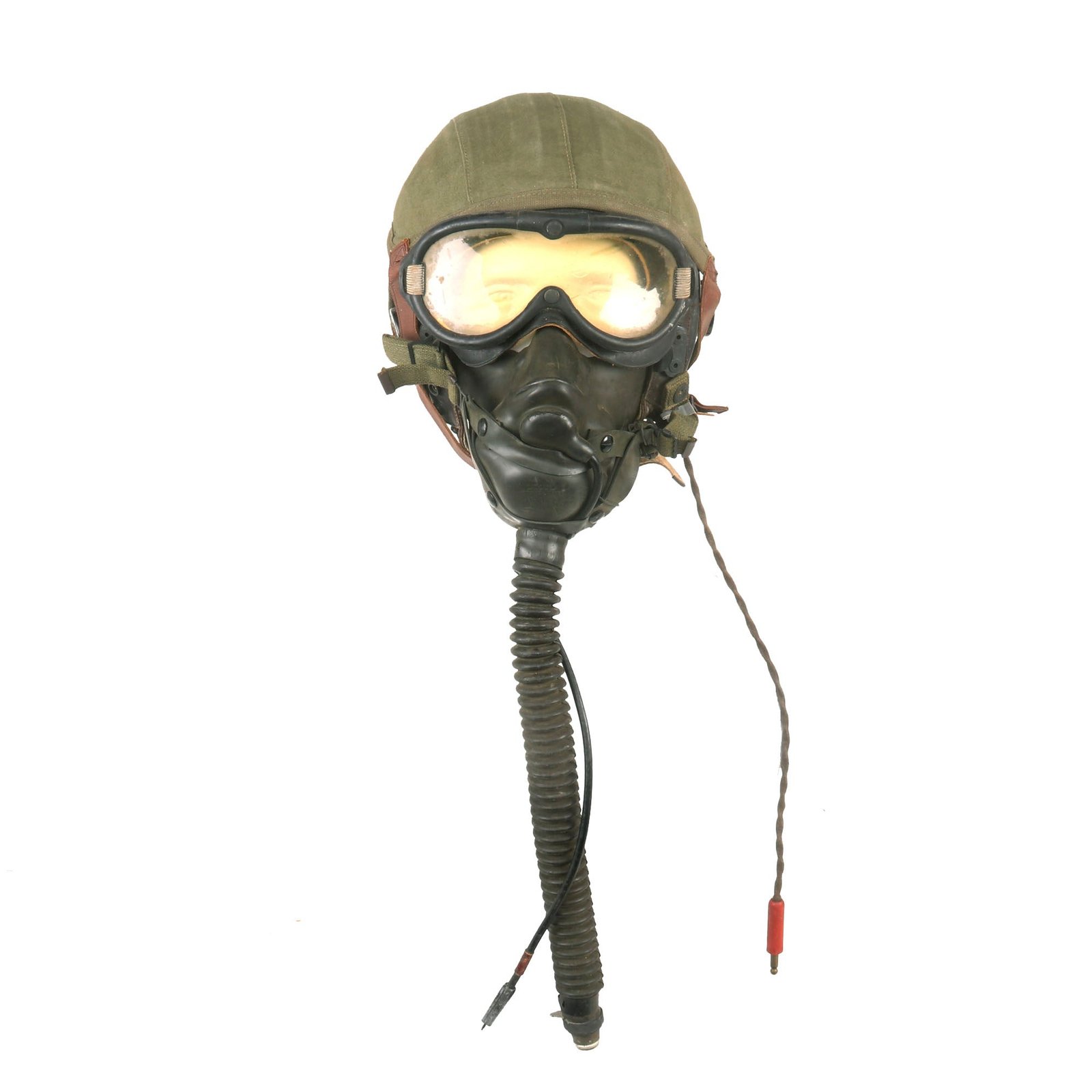 Buy Original U.S. WWII Army Air Force Aviator Flight Helmet Set - M4A2 Flak Helmet with Type A-11 Helmet, M1944 Goggles & A-14 Mask | Original Firearms Antique For Sale
