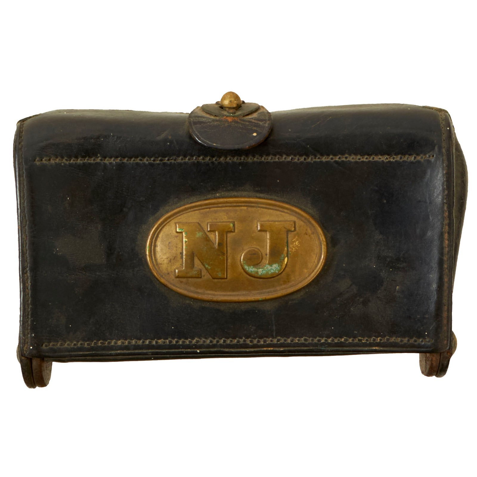 Buy Original U.S. Indian Wars M1874 .45/70 McKeever Cartridge Box with New Jersey Plate & Maker’s Plates - Marked to Watervliet Arsenal - Springfield Trapdoor Rifle | Original Firearms Antique For Sale
