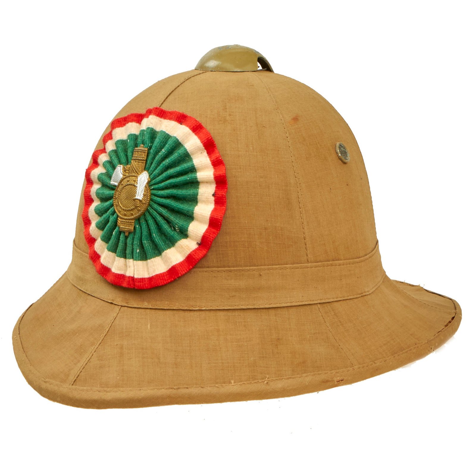 Buy Original Italian WWII North African Campaign M1928 Tropical Sun Pith Helmet with Cockade - Size 58 | Original Firearms Antique For Sale