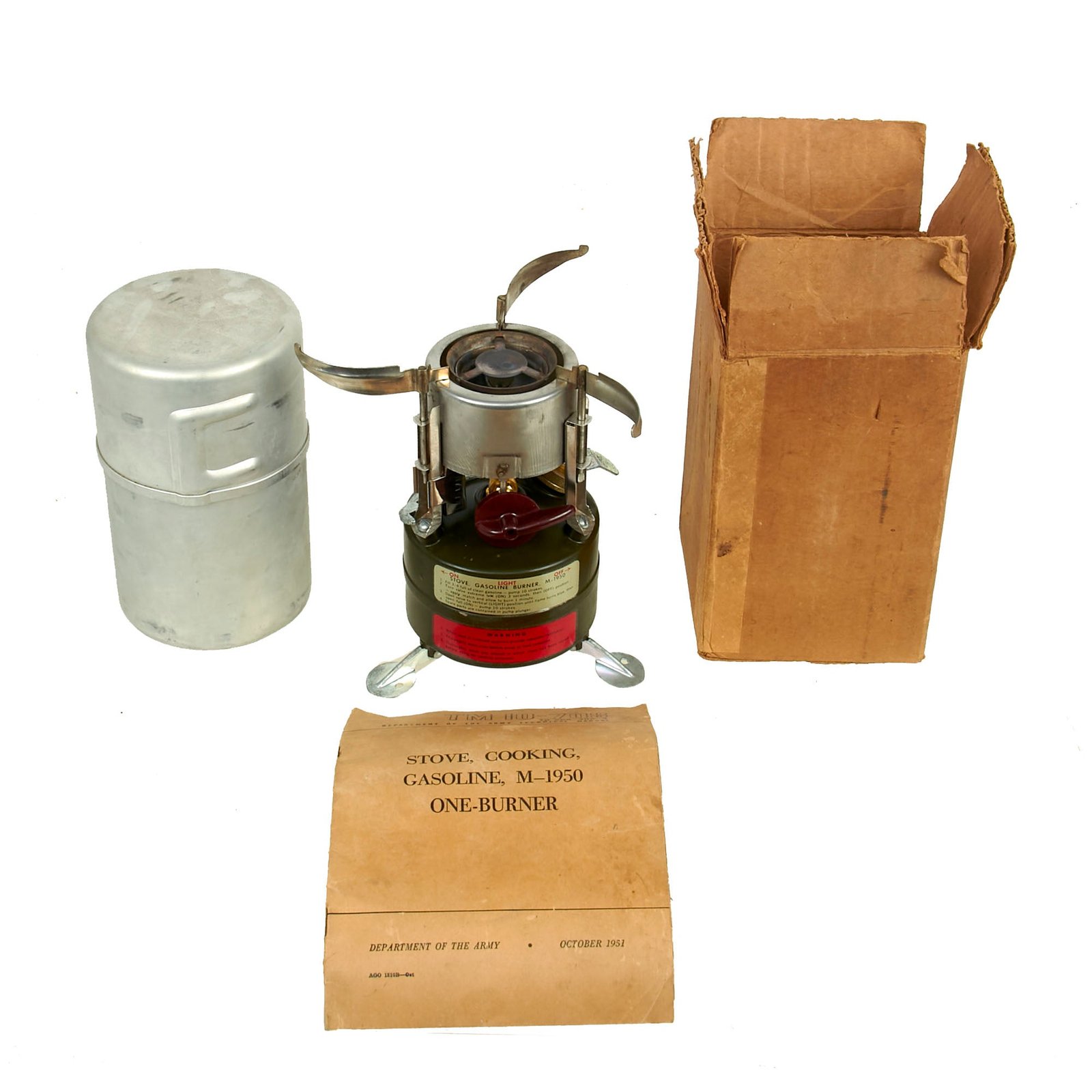 Buy Original U.S. Vietnam War M-1950 Rogers Squad Stove With Original Box and Manual Dated 1966 & 1968 | Original Firearms Antique For Sale