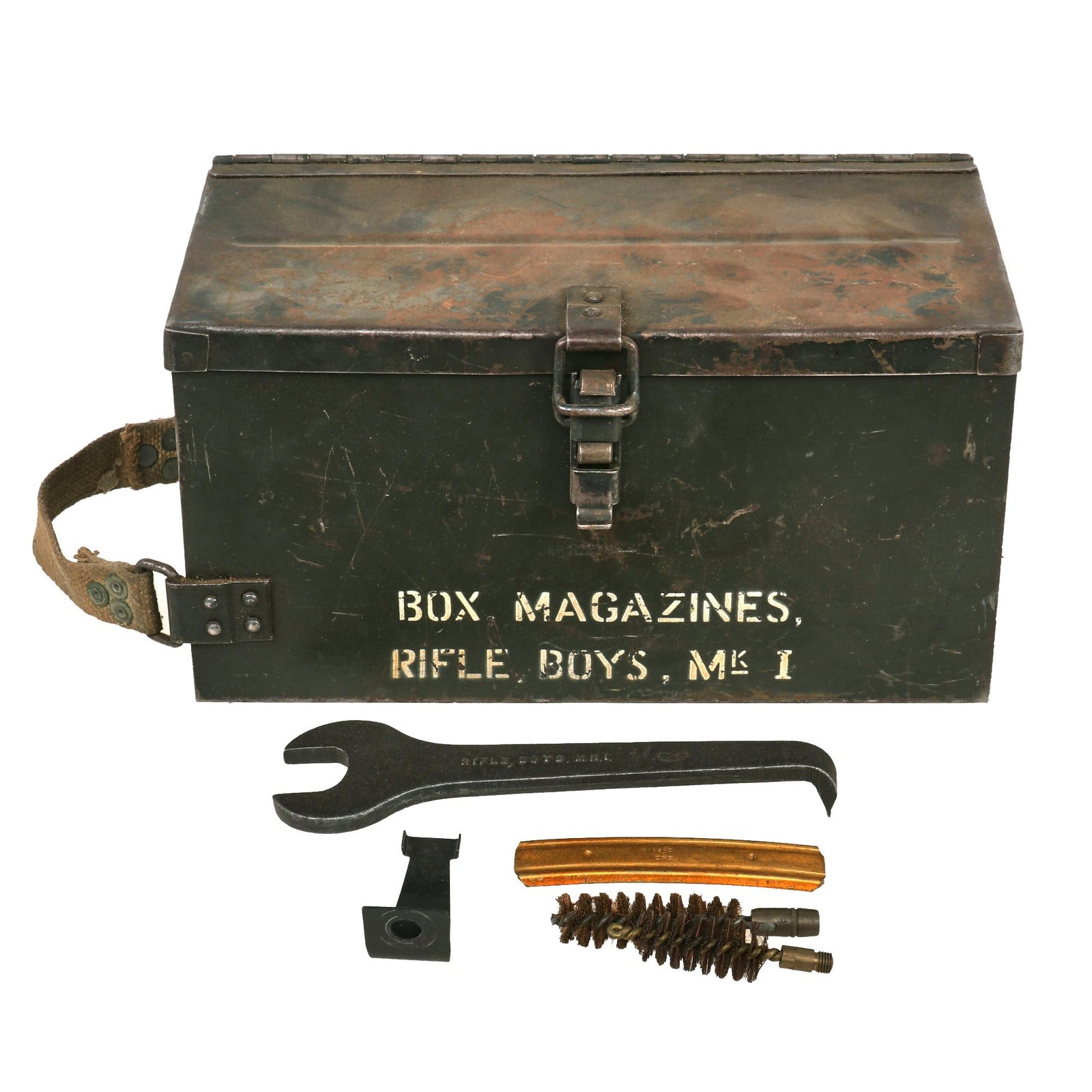 Buy Original United Kingdom WWII British MKI Boys Anti-Tank Rifle “Elephant Gun” Magazine Storage Box with Tools | Original Firearms Antique For Sale
