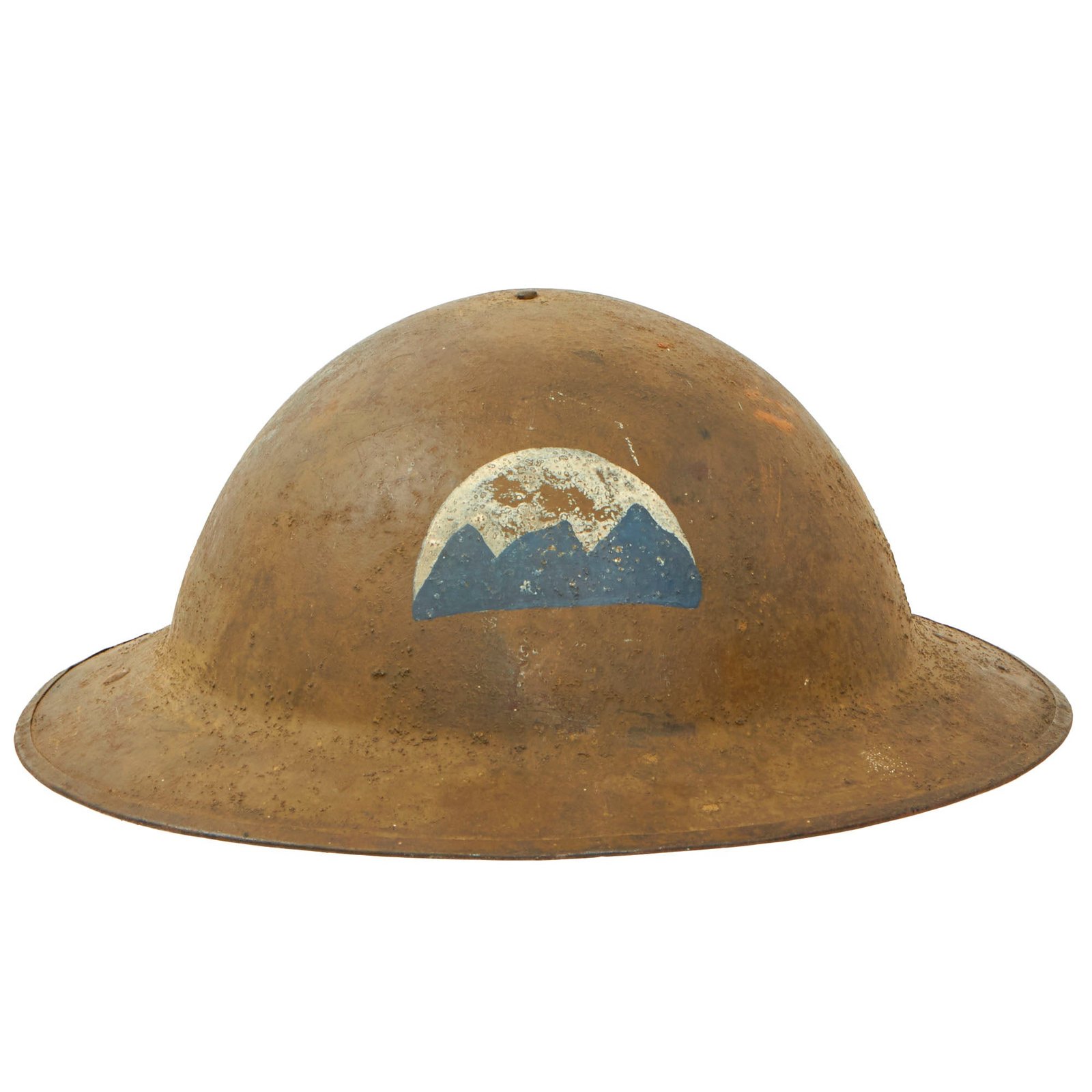 Buy Original U.S. WWI Named 80th Division Field Artillery Painted British Made M1917 Doughboy Helmet - “Blue Ridge Division” - Complete | Original Firearms Antique For Sale