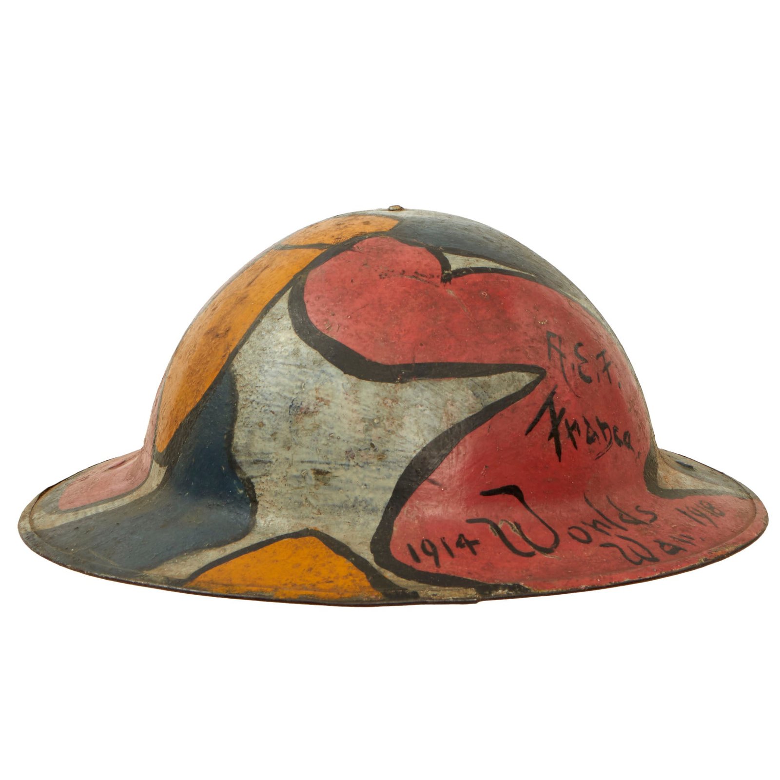Buy Original U.S. WWI Panel Camouflage Painted British-Made Mk 1 Doughboy Helmet Shell - A.E.F. France | Original Firearms Antique For Sale