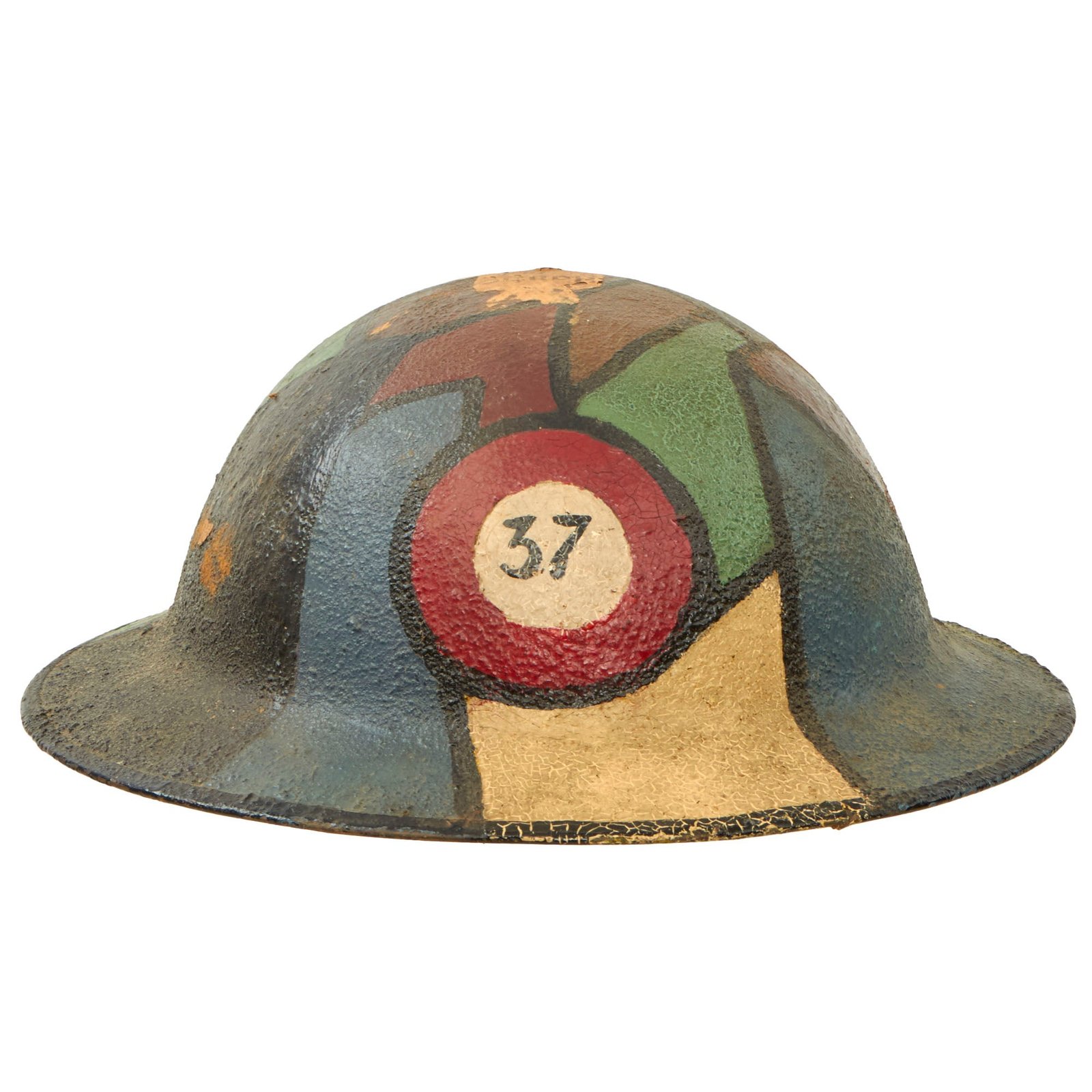 Buy Original U.S. WWI 37th “Buckeye Division” Painted M1917 Doughboy Helmet with Full Liner & Chinstrap - Ohio National Guard | Original Firearms Antique For Sale