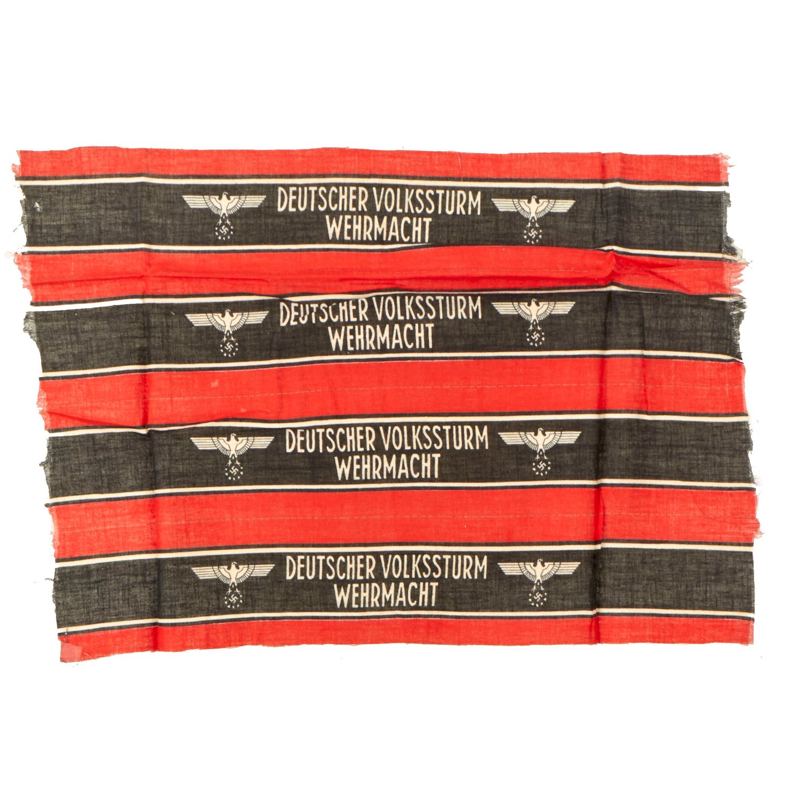 Buy Original German WWII Deutscher Volkssturm Wehrmacht Armband Uncut Sheet - Four Armbands | Original Firearms Antique For Sale