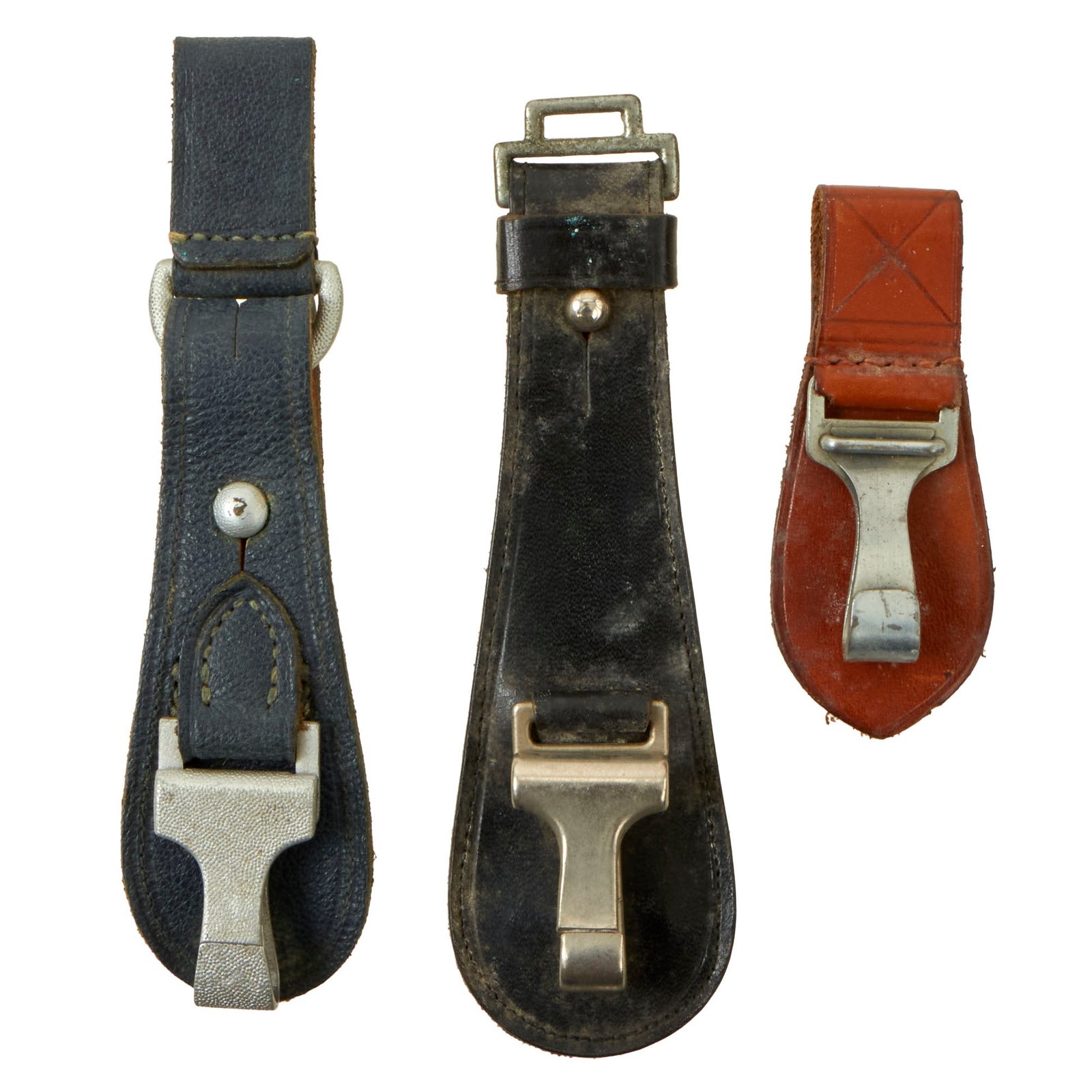 Buy Original German WWII Set of Three Dagger or Sword Leather Hanger Clips with Metal Fittings | Original Firearms Antique For Sale