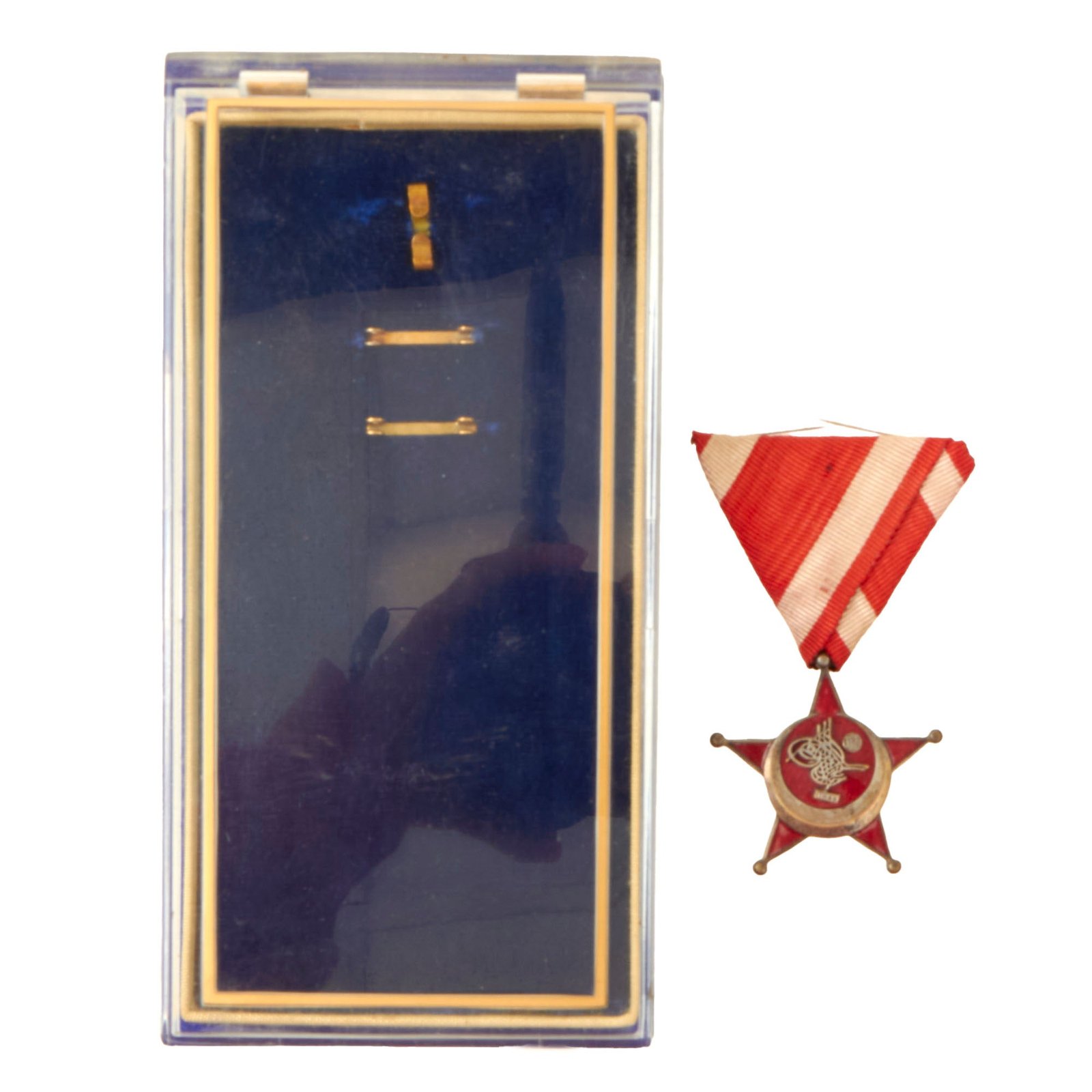 Buy Original Turkish WWI Gallipoli Star Ottoman War Enamel Medal with Austrian Style Mount Ribbon | Original Firearms Antique For Sale