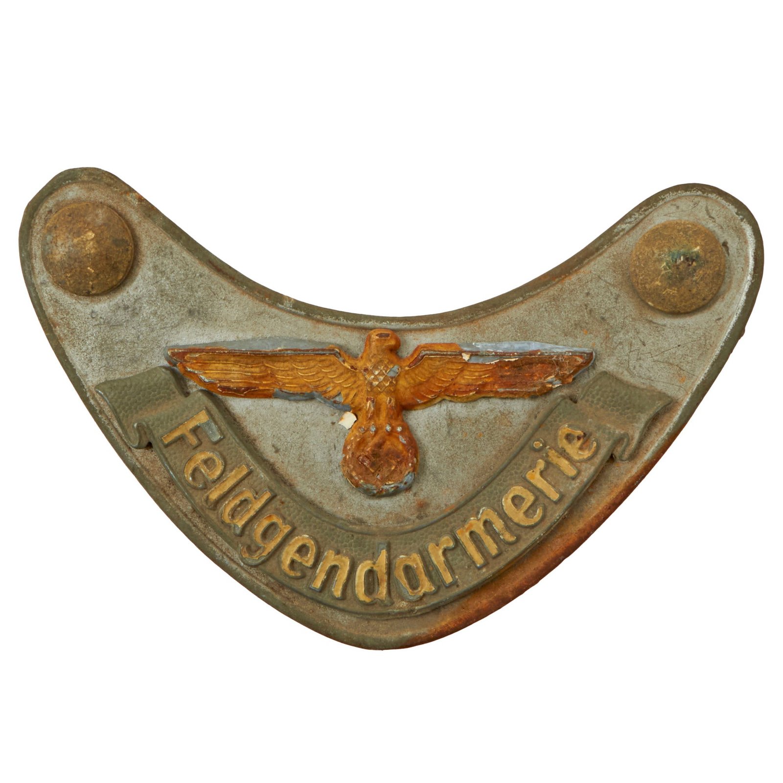 Buy Original German WWII Feldgendarmerie Police Gorget without Chain - Battlefield Pickup Condition | Original Firearms Antique For Sale