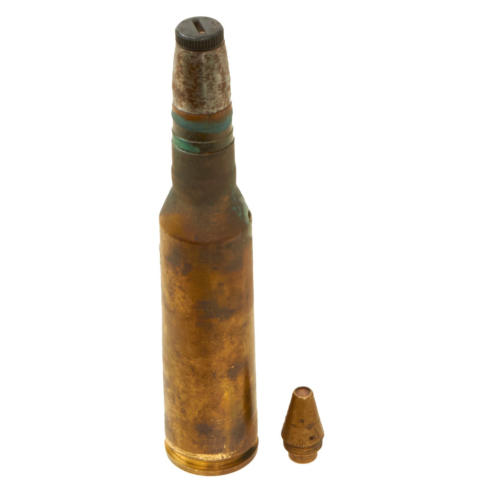 Buy Original Japanese WWII Imperial Japanese Navy INERT 25mm High Explosive Round with Fuze and Transit Plug For The Type 96 Anti-Aircraft Cannon | Original Firearms Antique For Sale