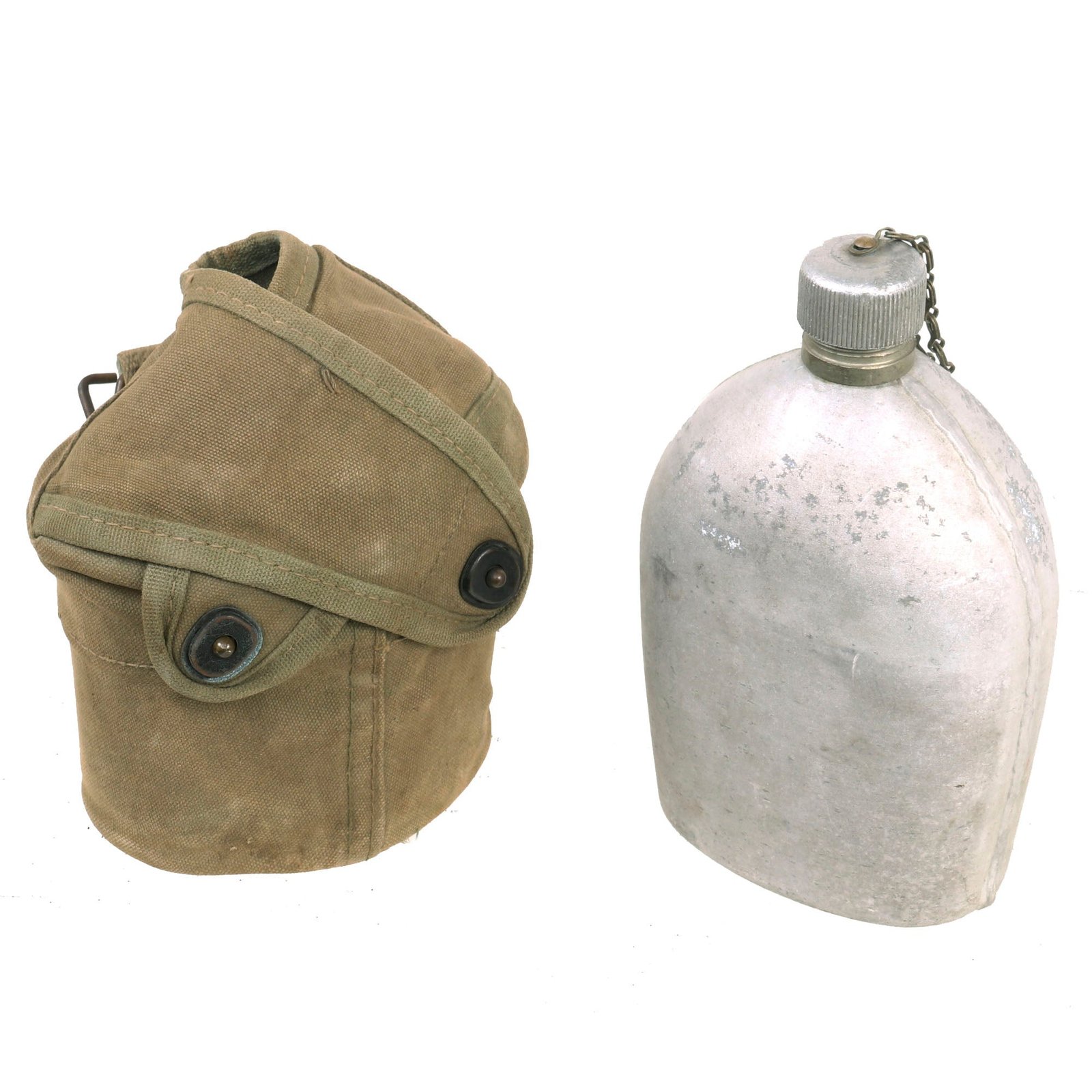 Buy Original U.S. WWII US Marine Corps 3rd Type Cross Flap “Dog Ear” Canteen Cover with WWI M1910 Canteen & Cup | Original Firearms Antique For Sale