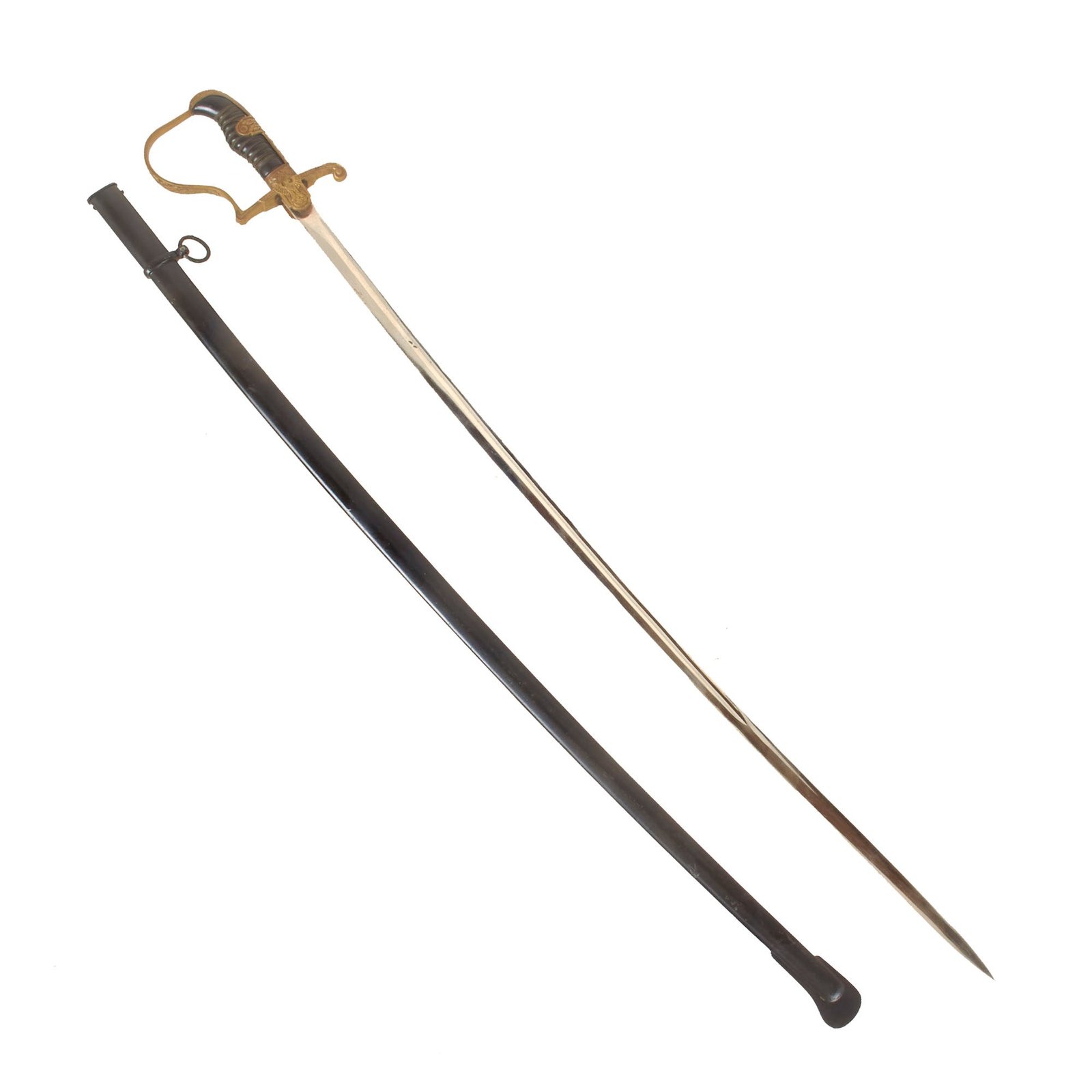 Buy Original German WWII Army Heer Officer's Dove Head Sword with Nickel-Plated Blade and Steel Scabbard | Original Firearms Antique For Sale