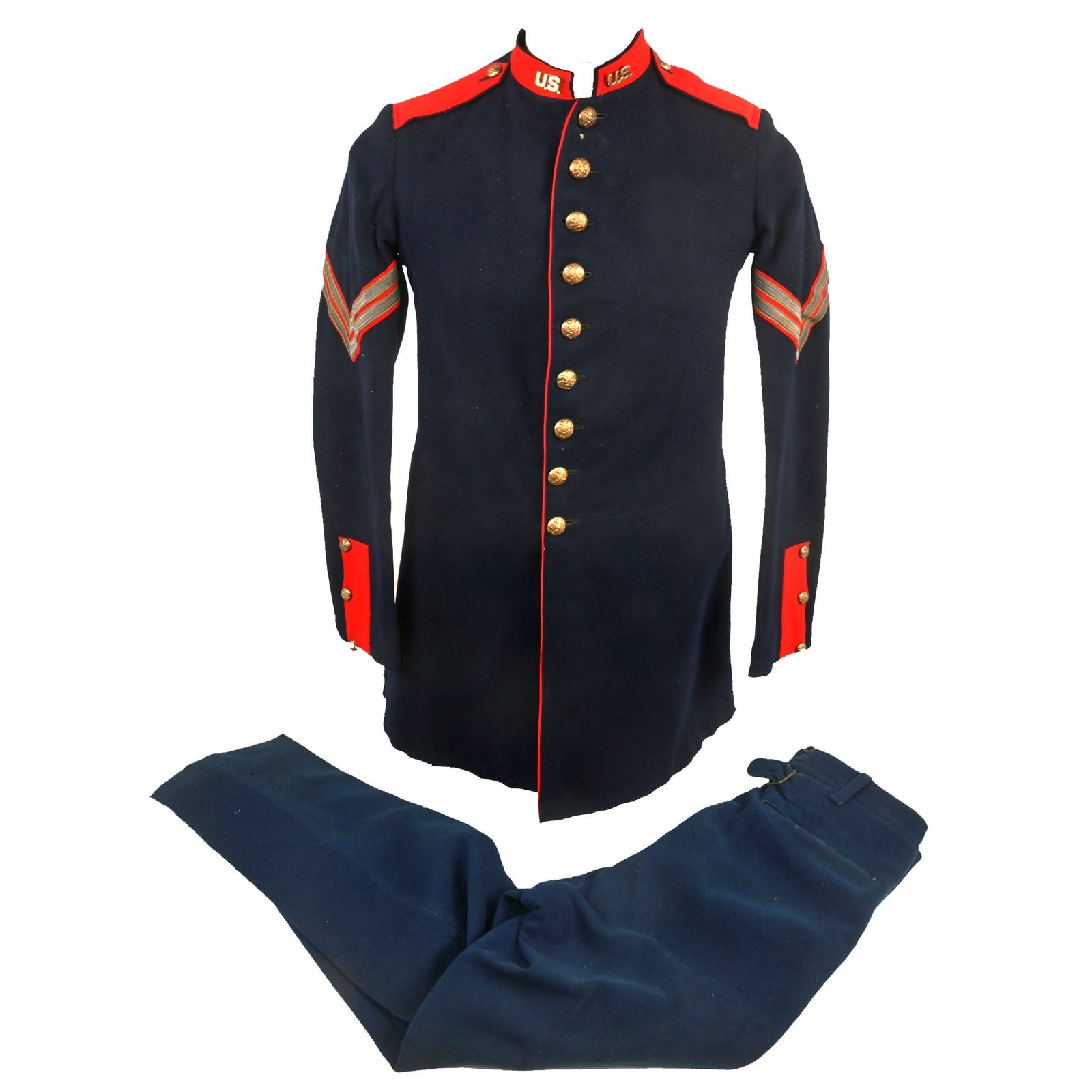 Buy Original U.S. Indian Wars Era Named Enlisted Model 1885 Artillery Uniform Coat & Trousers with M1872 Corporal Chevrons | Original Firearms Antique For Sale