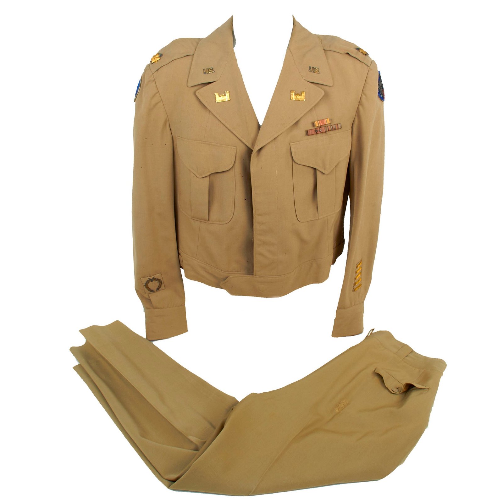 Buy Original U.S. WWII Task Force Kiska & Alaska Defense Command Custom Officer’s Ike Jacket for an Engineer Major - Lovely Bullion Insignia | Original Firearms Antique For Sale