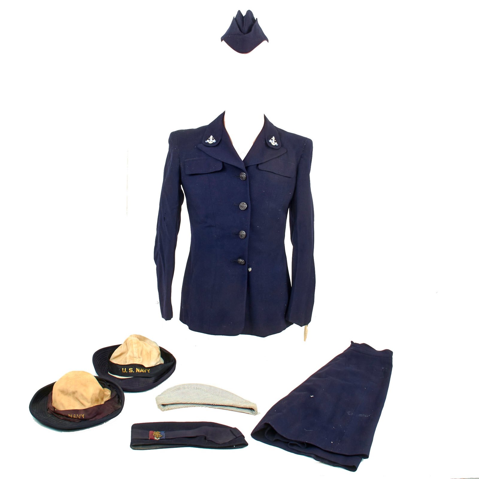 Buy Original U.S. WWII Named Women Accepted for Volunteer Emergency Service “WAVES” Naval Reserve Uniform Grouping - Navy Nurse Corps Cap - Bernadette Patricia Gonsalls | Original Firearms Antique For Sale