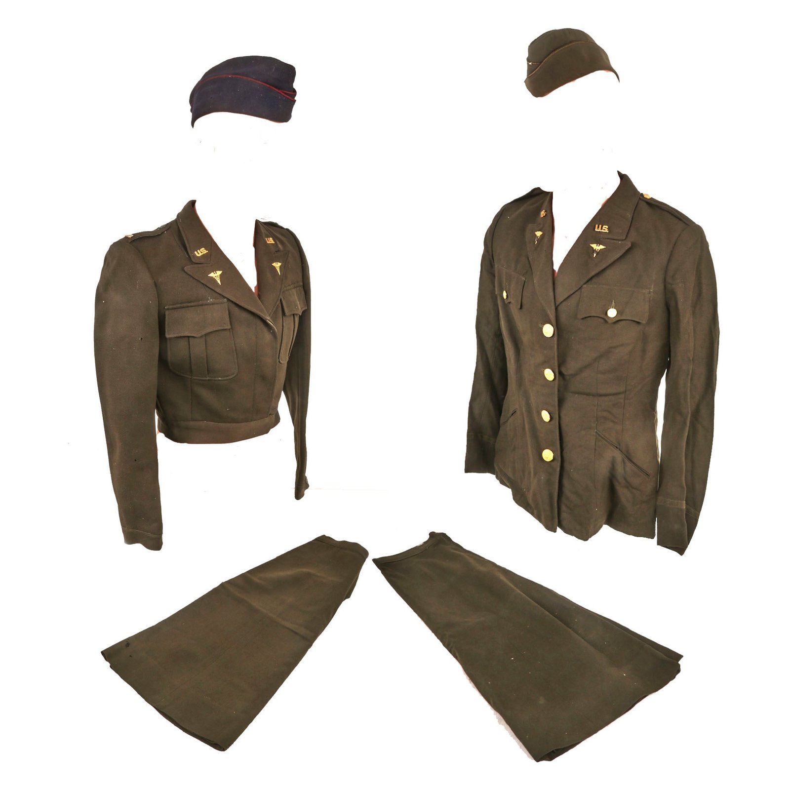 Buy Original U.S. WWII Named Army Nurse Corps Uniform & Cap Grouping to Lieutenant Mary Rich Peck, Cited for Bravery for Performing Blood Transfusion on Soldier Under Fire | Original Firearms Antique For Sale