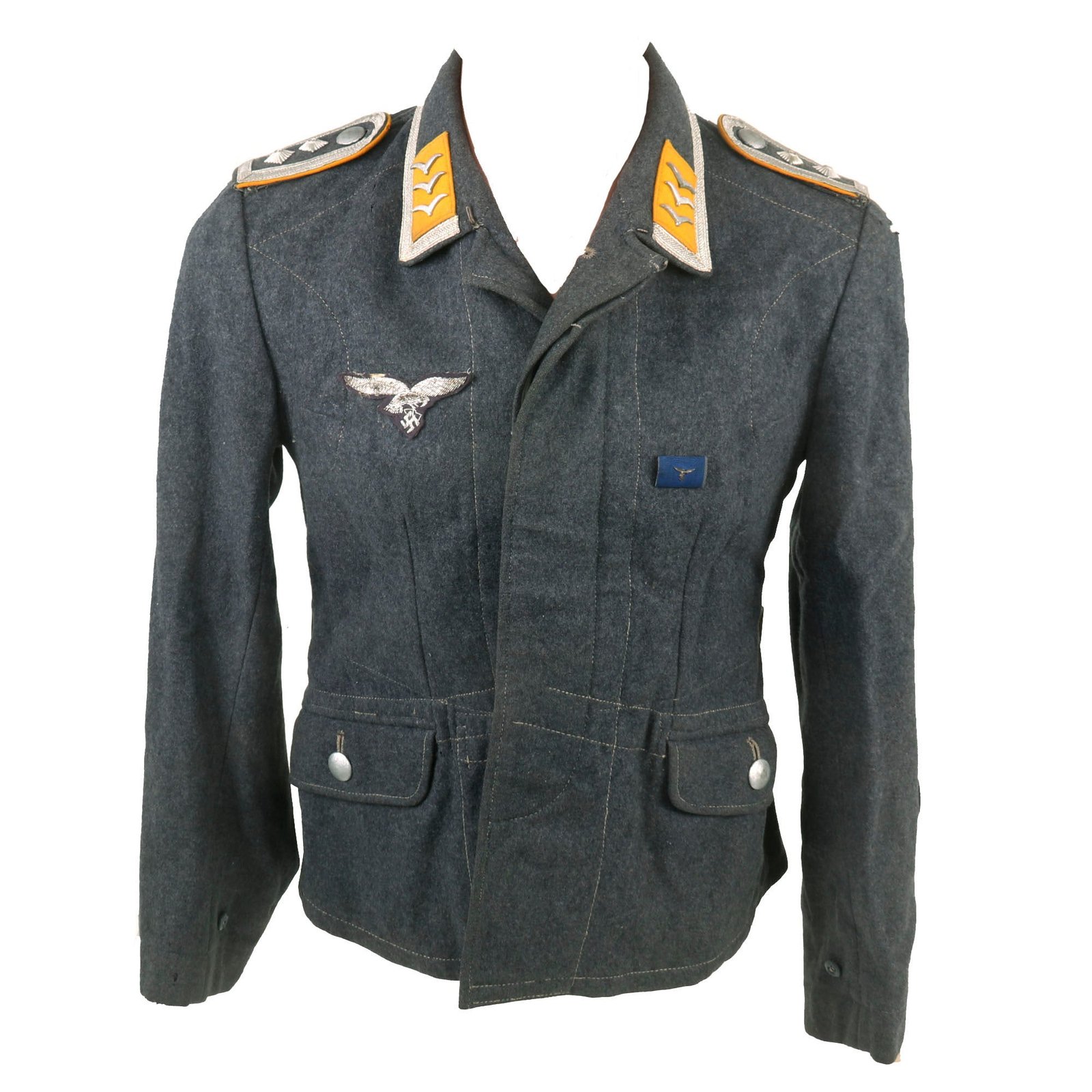 Buy Original German WWII Early Luftwaffe Oberfeldwebel NCO Fliegerbluse Tunic with Fallschirmjäger Badge & Droop Tail Eagle | Original Firearms Antique For Sale
