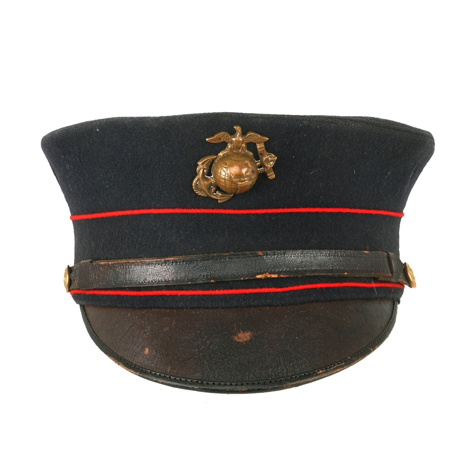 Buy Original WWI U.S. Marine Corps M1917 Dress Blue Enlisted Bell Crown Visor Cap - 6 7/8 | Original Firearms Antique For Sale