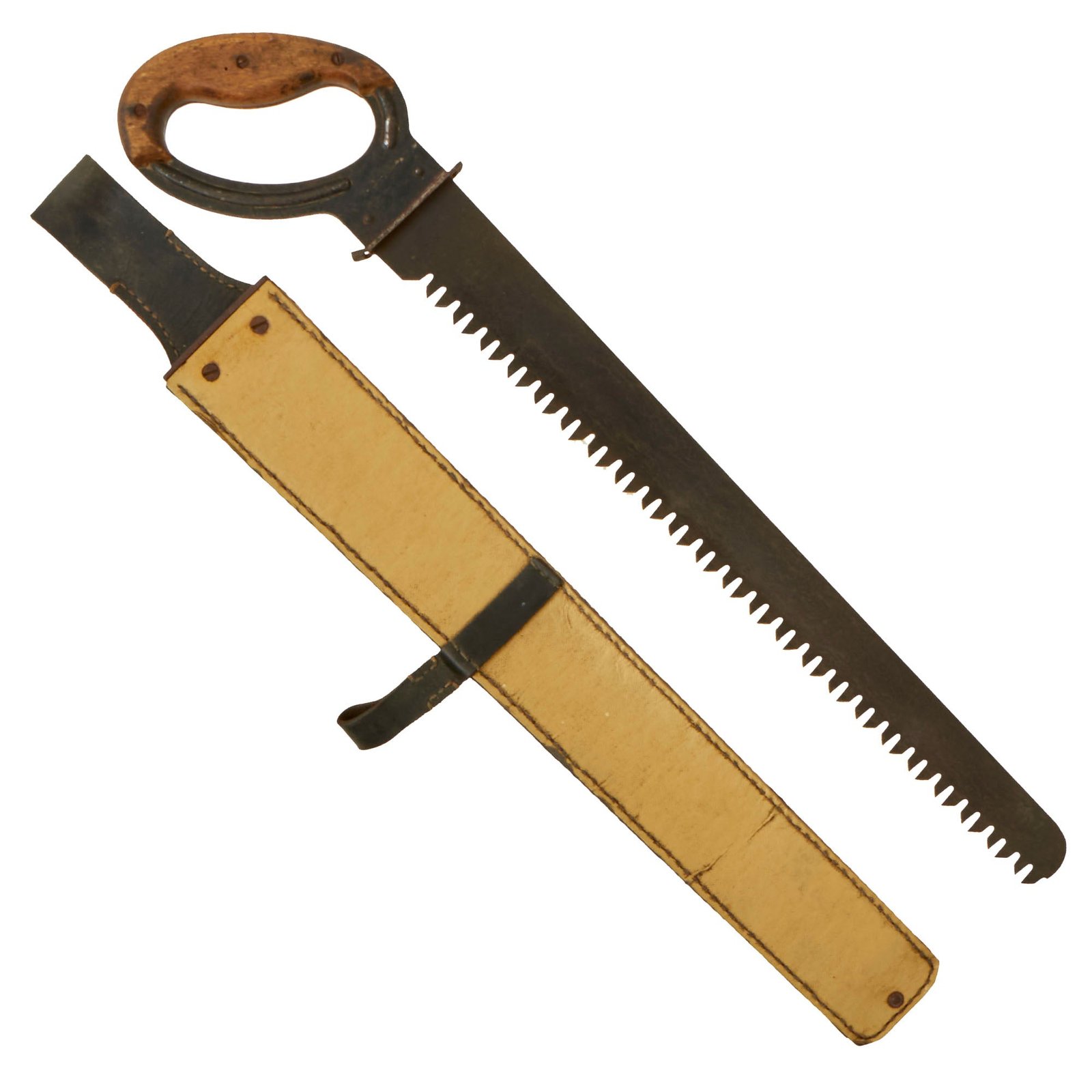 Buy Original German WWII Pioneer Saw with Scarce Tan Preßstoff Case - cdg 43 | Original Firearms Antique For Sale