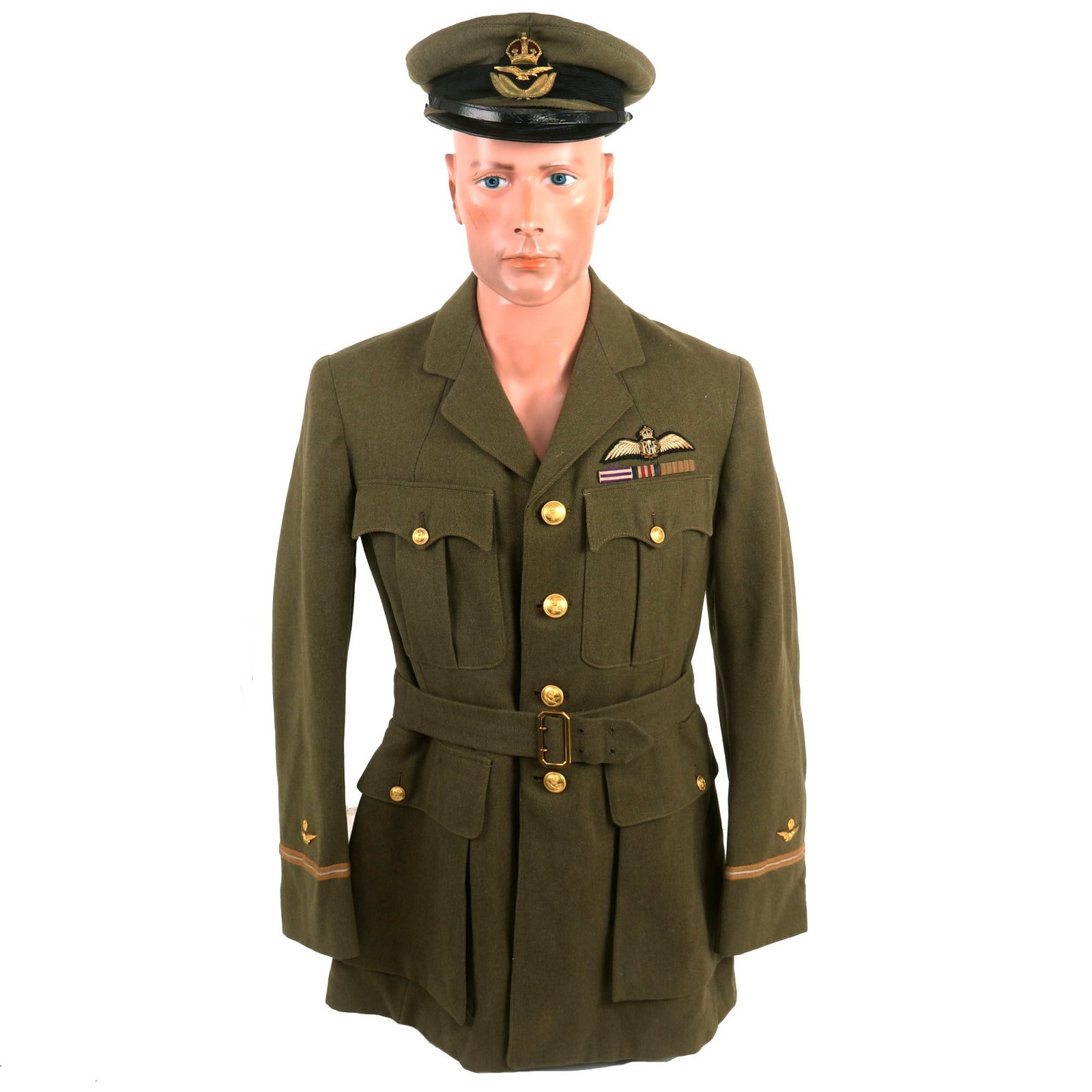 Buy Original British WWI 1918 Royal Air Force Uniform Jacket For Lieutenant Reginald Cyril Byass With Peaked Visor | Original Firearms Antique For Sale