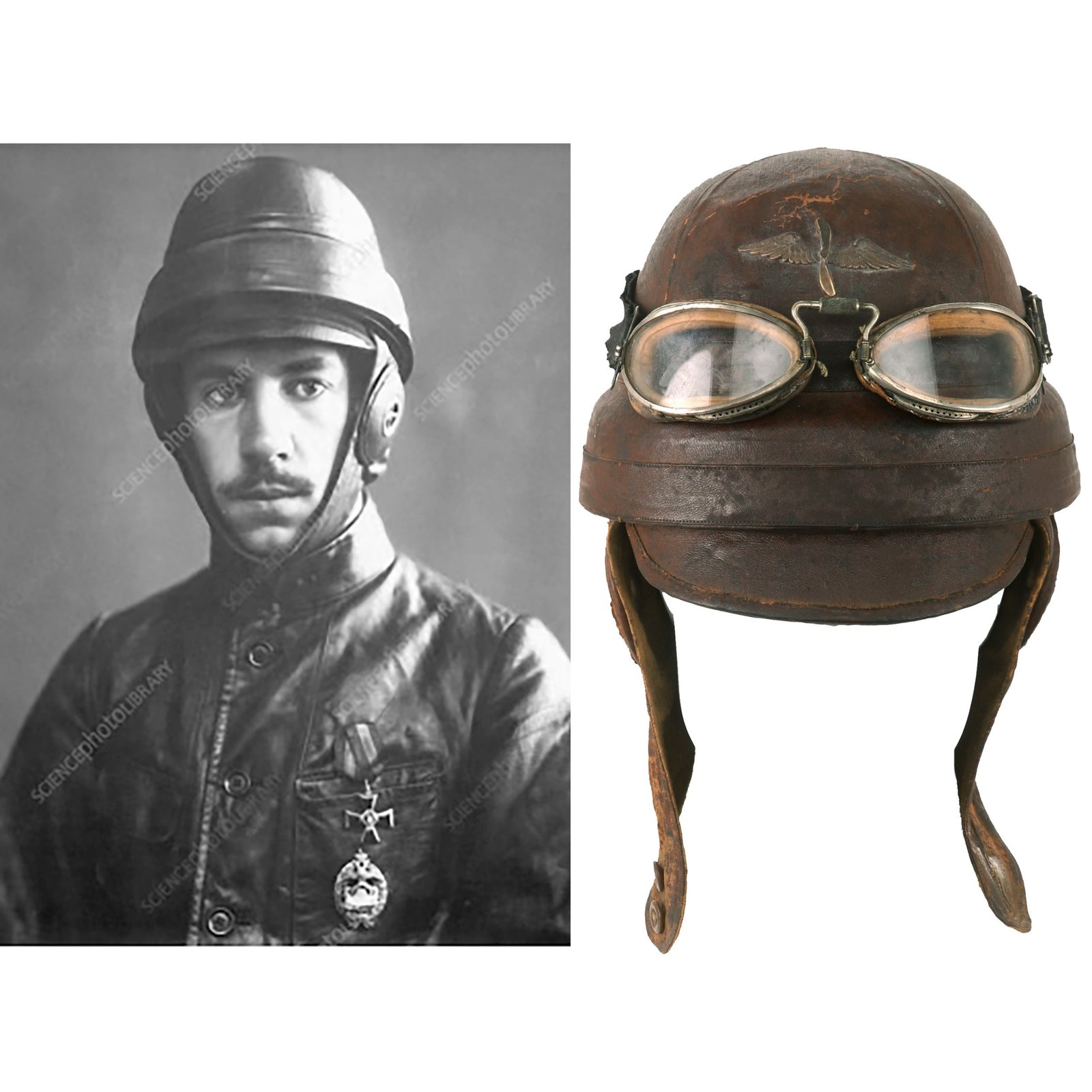 Buy Original French WWI Armée de l'Air Air Force Roold Aviation Crash Helmet With Original Period Applied Insignia, Correct Ear Pieces, Intact Label and Goggles - Casque d’Aviateur | Original Firearms Antique For Sale