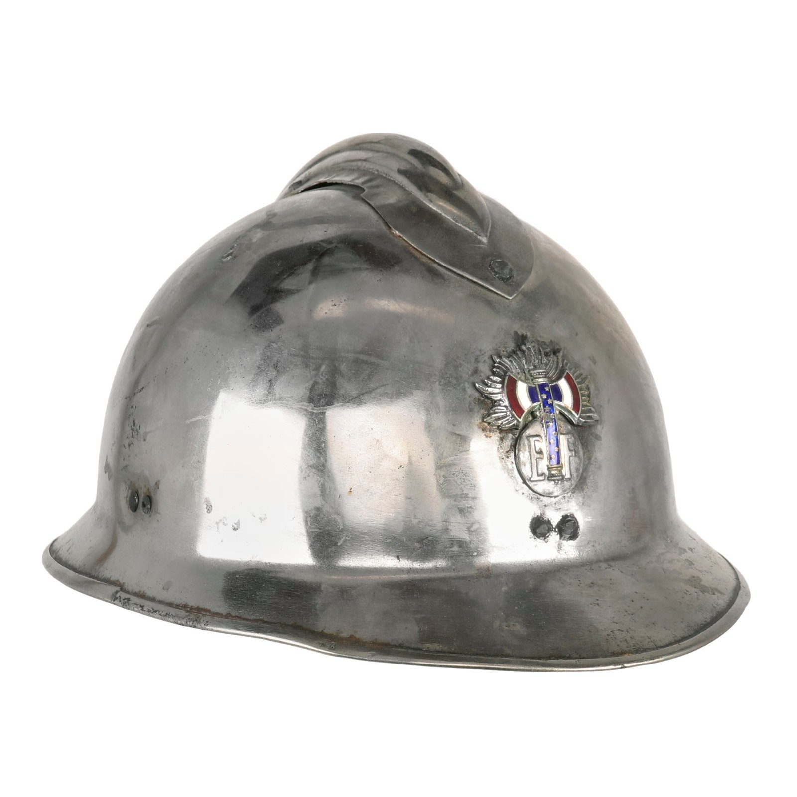 Buy Original French WWII Nickel Plated M26 Adrian “Parade” Helmet for Marshal Pétain's Vichy France Guards - Complete | Original Firearms Antique For Sale
