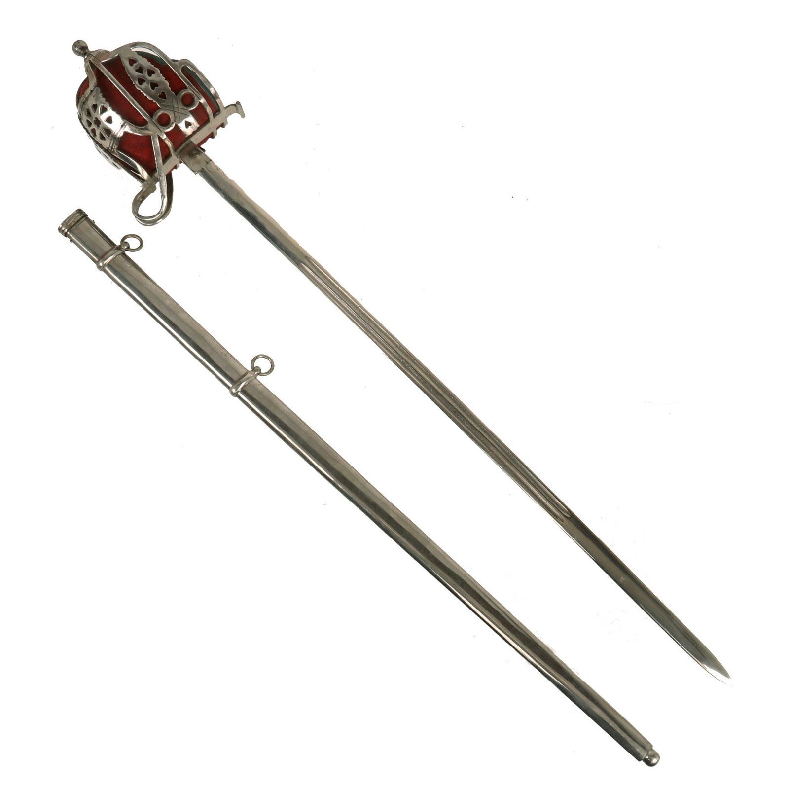 Buy Original Scottish Highlander WWI Era Basket Hilted Broadsword With Scabbard | Original Firearms Antique For Sale