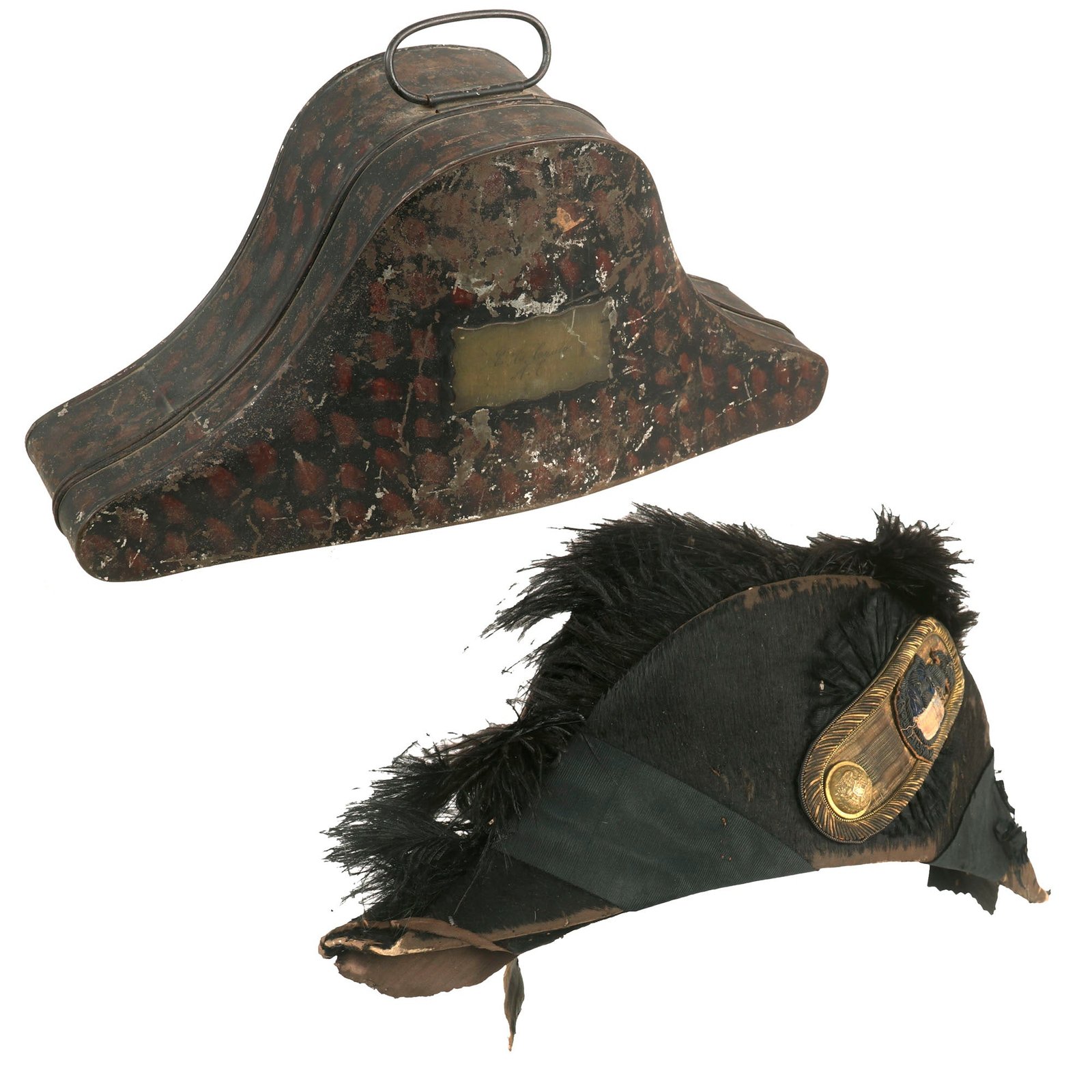 Buy Original U.S. Indian Wars Era New York State Officer M1872 Chapeau-Bras Collapsible Bicorn With Named Tin Case by Henry V. Alien & Co | Original Firearms Antique For Sale