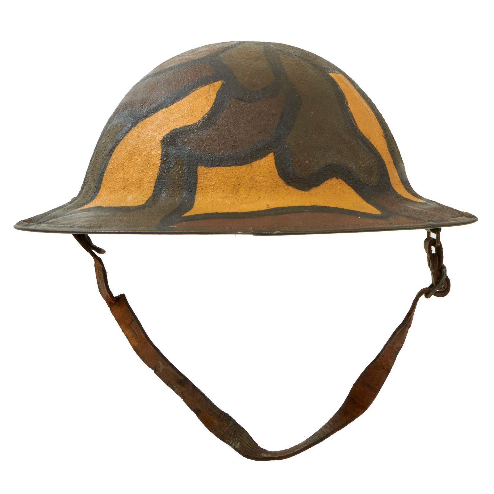 Buy Original U.S. WWI M1917 Doughboy Helmet Shell With Camouflage Panel Paint | Original Firearms Antique For Sale