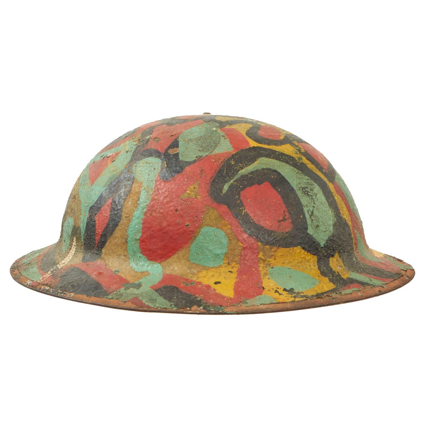 Buy Original U.S. WWI M1917 Doughboy Helmet Shell With Camouflage Panel Paint | Original Firearms Antique For Sale