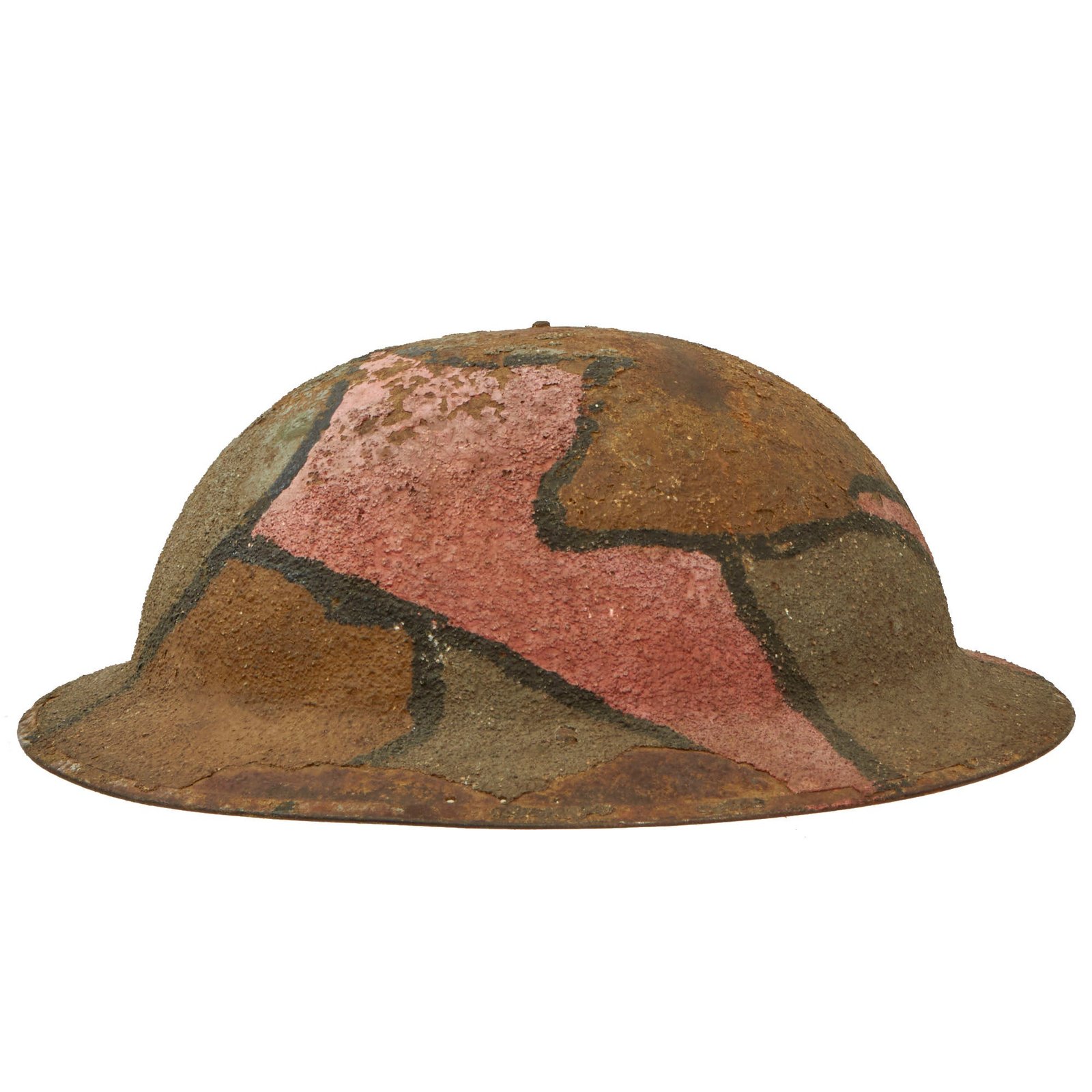 Buy Original U.S. WWI M1917 Camouflage Painted Helmet with Wilmer Eye Shield Holes and Liner | Original Firearms Antique For Sale