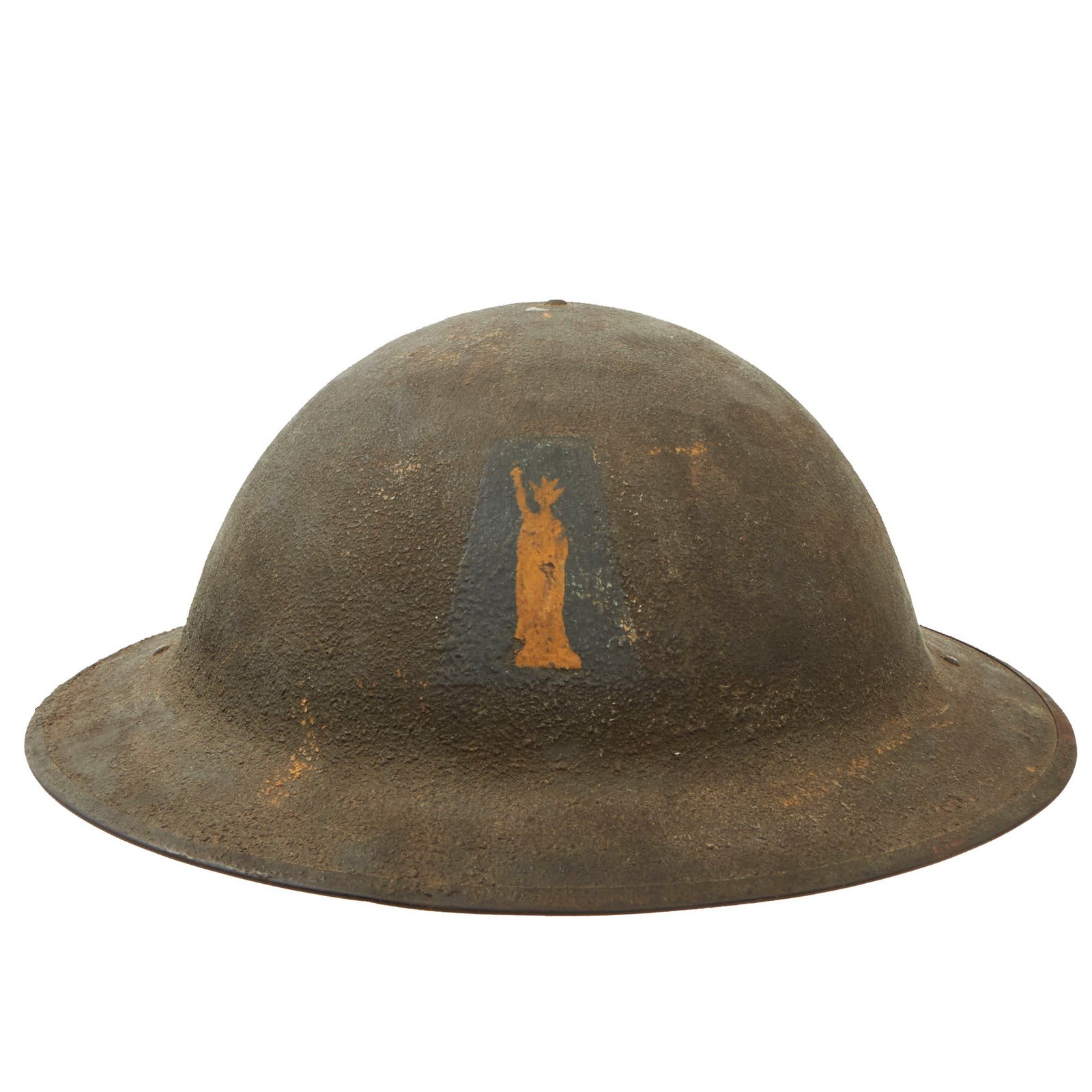 Buy Original U.S. WWI M1917 77th Infantry Division Doughboy Helmet Shell - Statue of Liberty Division | Original Firearms Antique For Sale