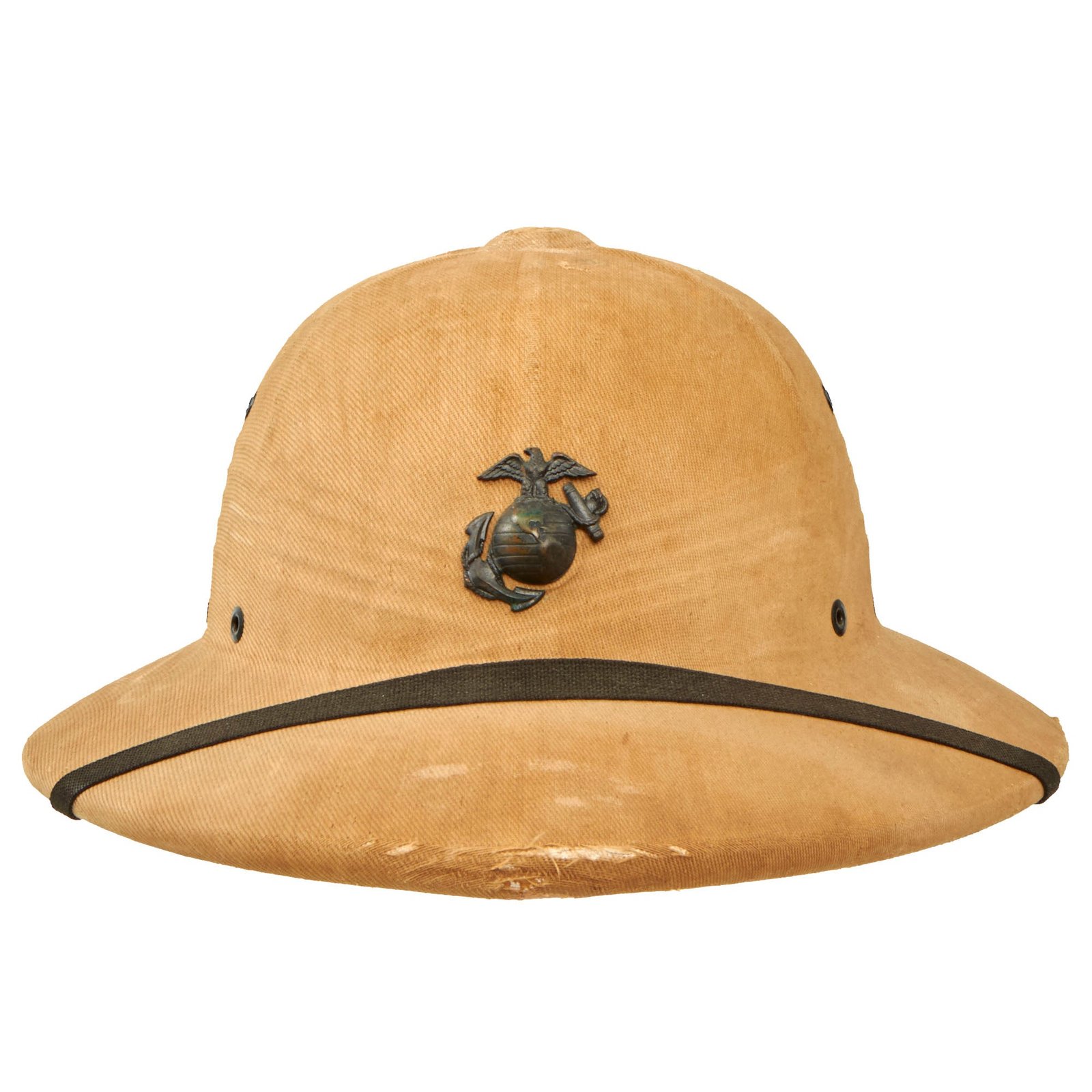 Buy Original U.S. WWII USMC Named Pressed Fiber Sun Helmet by Ace Hat Co Dated 1942 | Original Firearms Antique For Sale