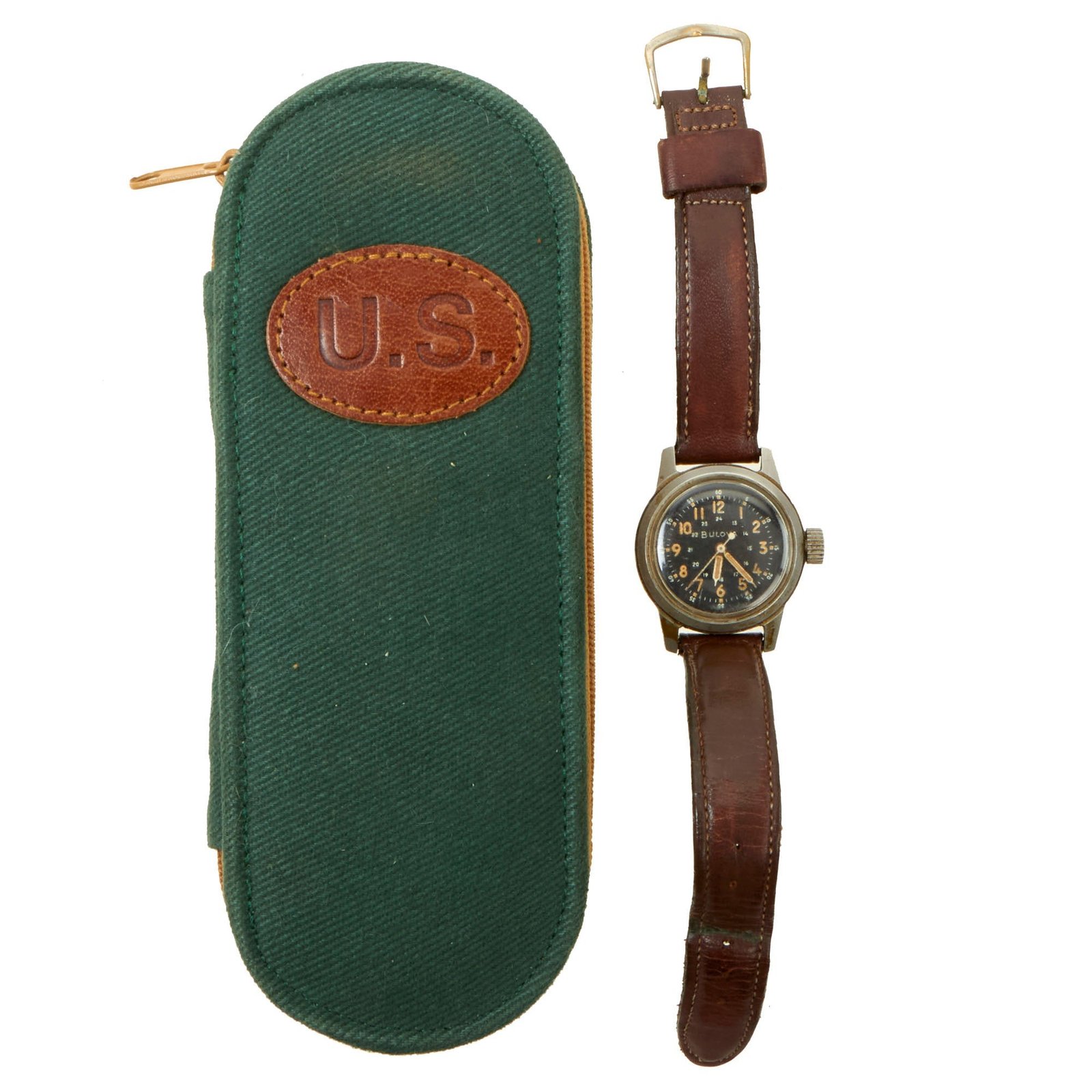 Buy Original U.S. Korean War Era Service Number Marked (Navy Chaplain Corps) Fully Functional A-17 Navigator Wristwatch by Bulova - Writer and Philosopher Rabbi Eugene Borowitz | Original Firearms Antique For Sale