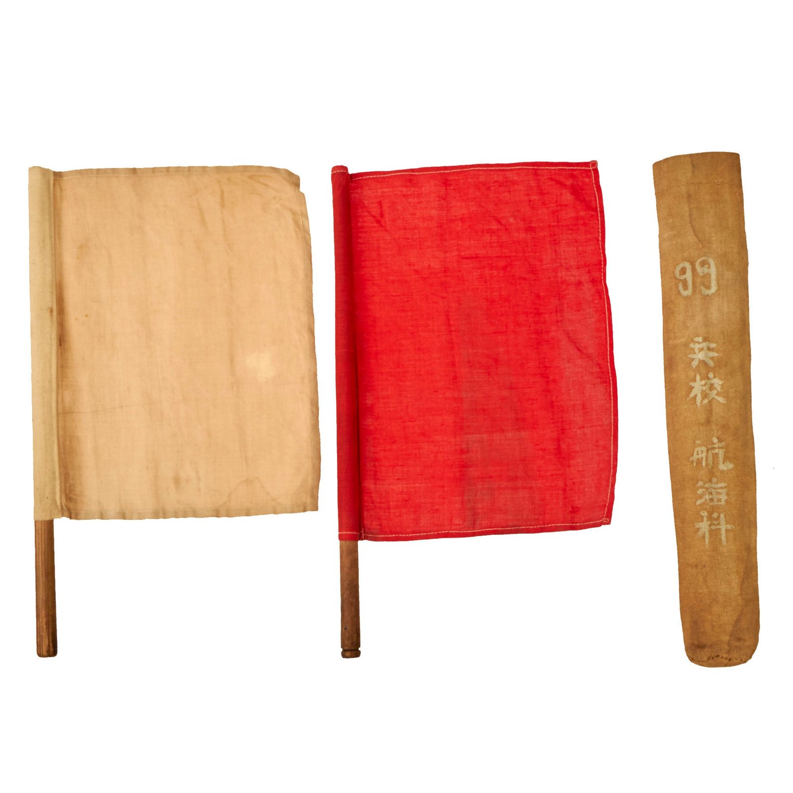 Buy Original Japanese WWII Imperial Japanese Navy Semaphore Signal Flags With Kanji Marked Canvas Carrier | Original Firearms Antique For Sale