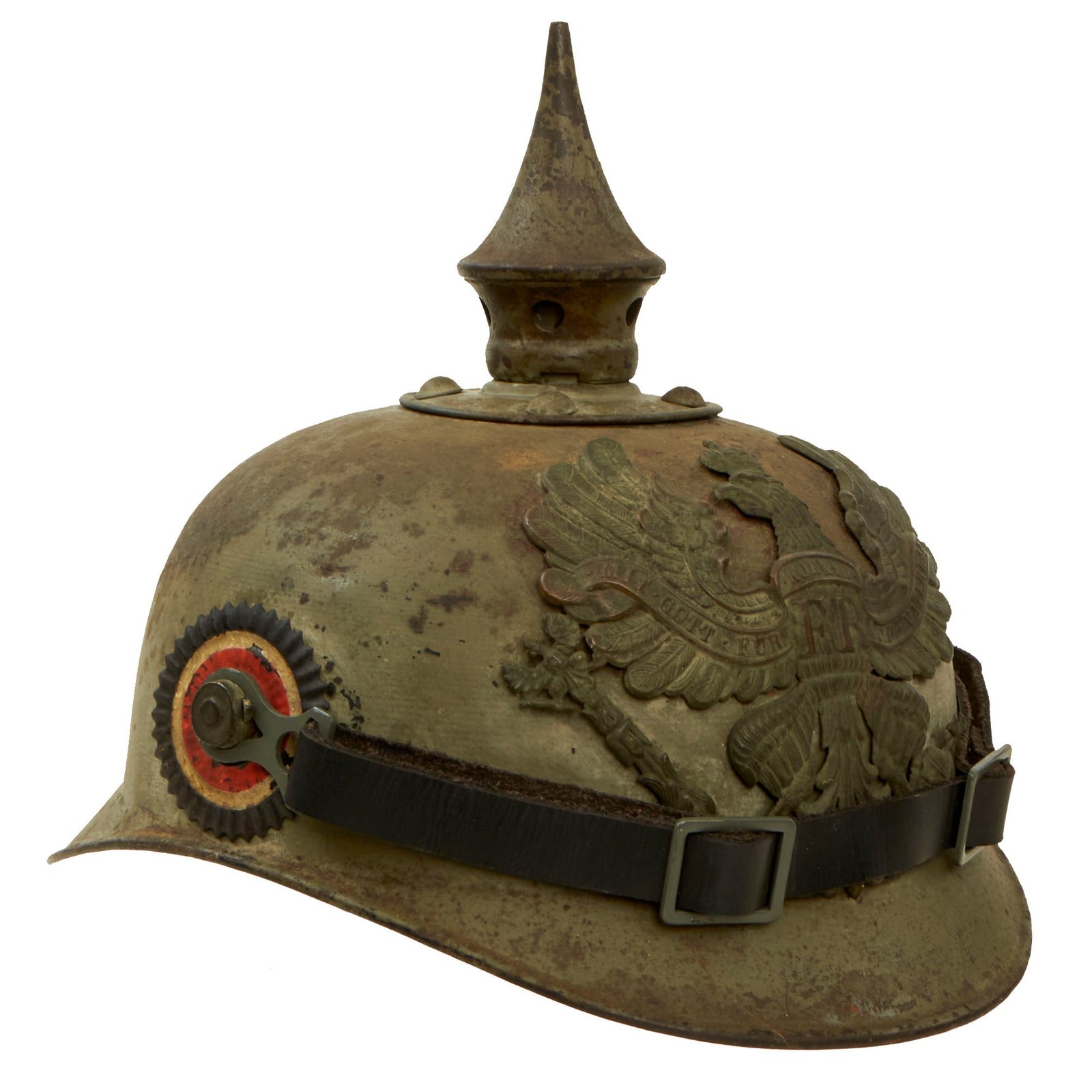 Buy Original Imperial German WWI M1915 Prussian Ersatz Stahlblech Steel Pickelhaube by Gebrüder Bing, Nürnberg with National Cockade Marked to VII Armee-Korps Repair Depot | Original Firearms Antique For Sale