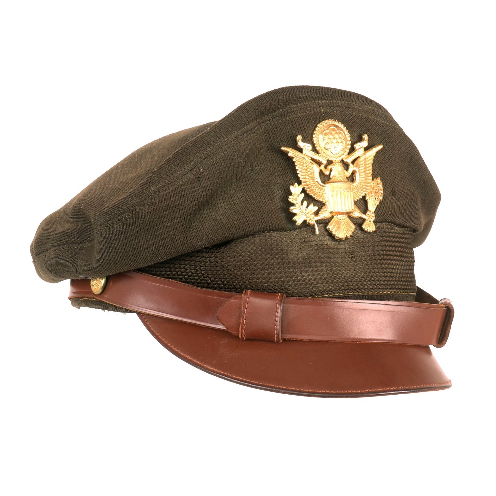 Buy Original U.S. WWII Army Air Force Officer Crusher Cap With Rear Chin Strap - Size 7 | Original Firearms Antique For Sale